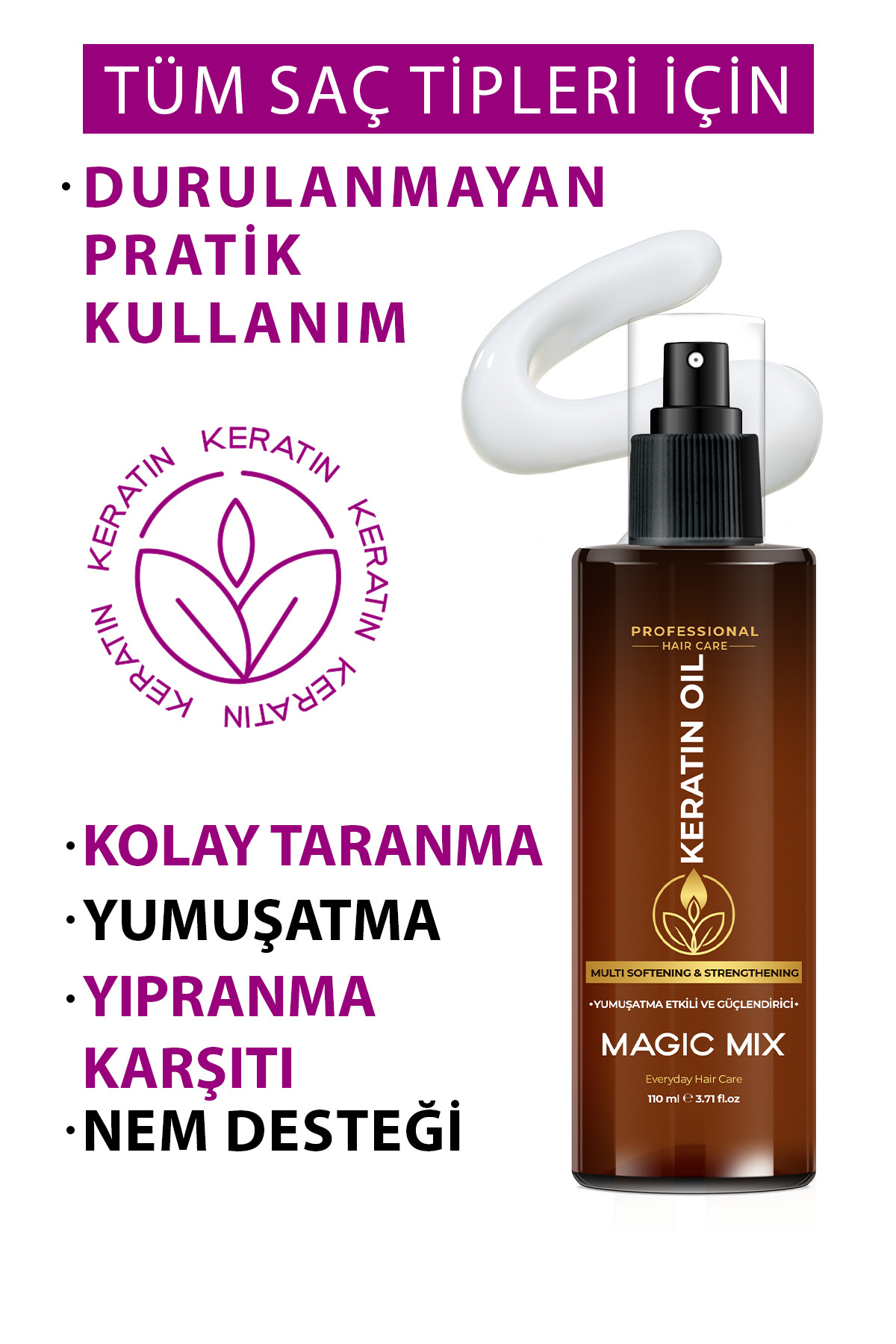 Magıc Mıx Aşırı Yıpranmış Saçlar Için Keratin Yağı 110 ml — FP.88.04.009.002 — تصویر 4 از 9