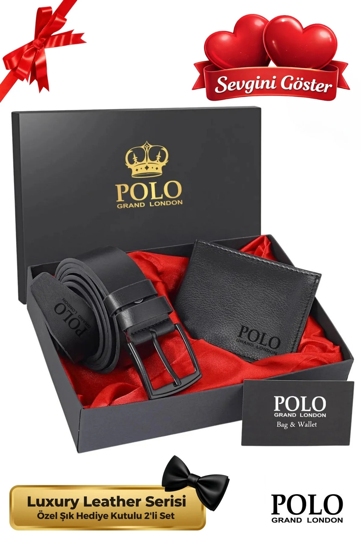 Original Men's 2-Piece Set with Special Gift Box Luxury Series Groom Gift Stylish Leather Belt Wallet Set