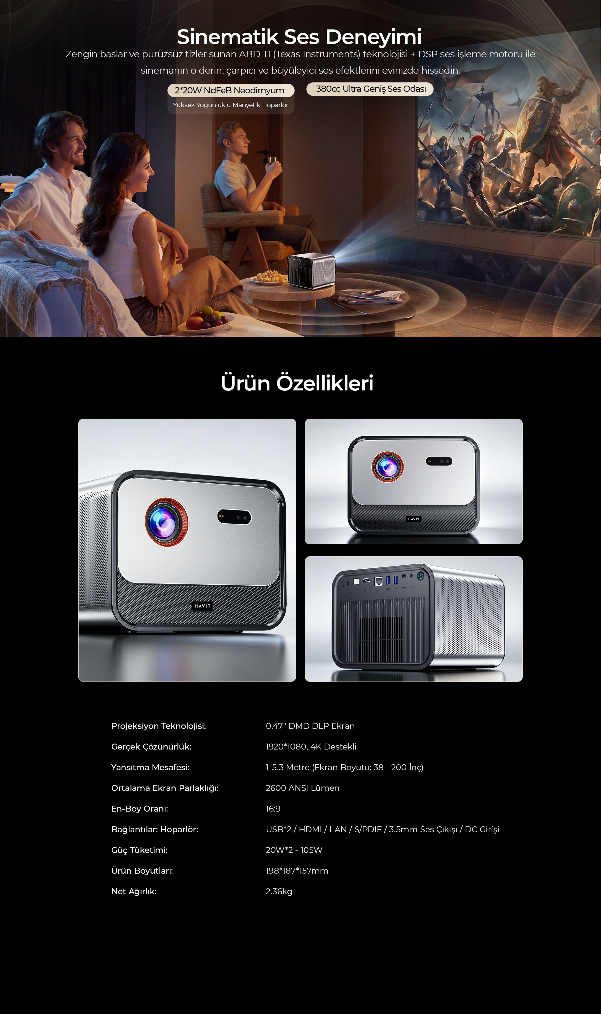 Havit PJ810 Plus L1 Lisansl Projeksiyon Cihazı