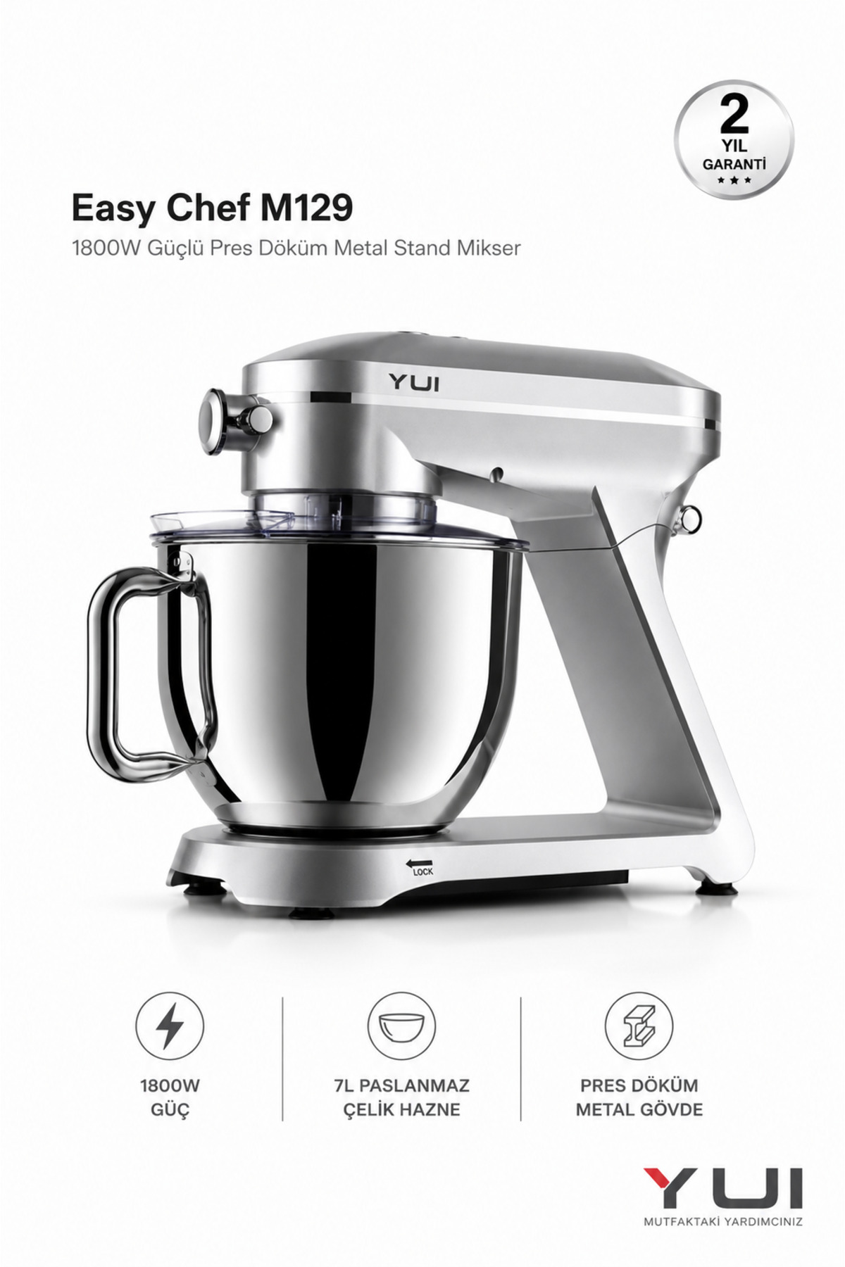 Easy Chef M129 1800W Dough Kneader 7L Die Casting Stand Mixer