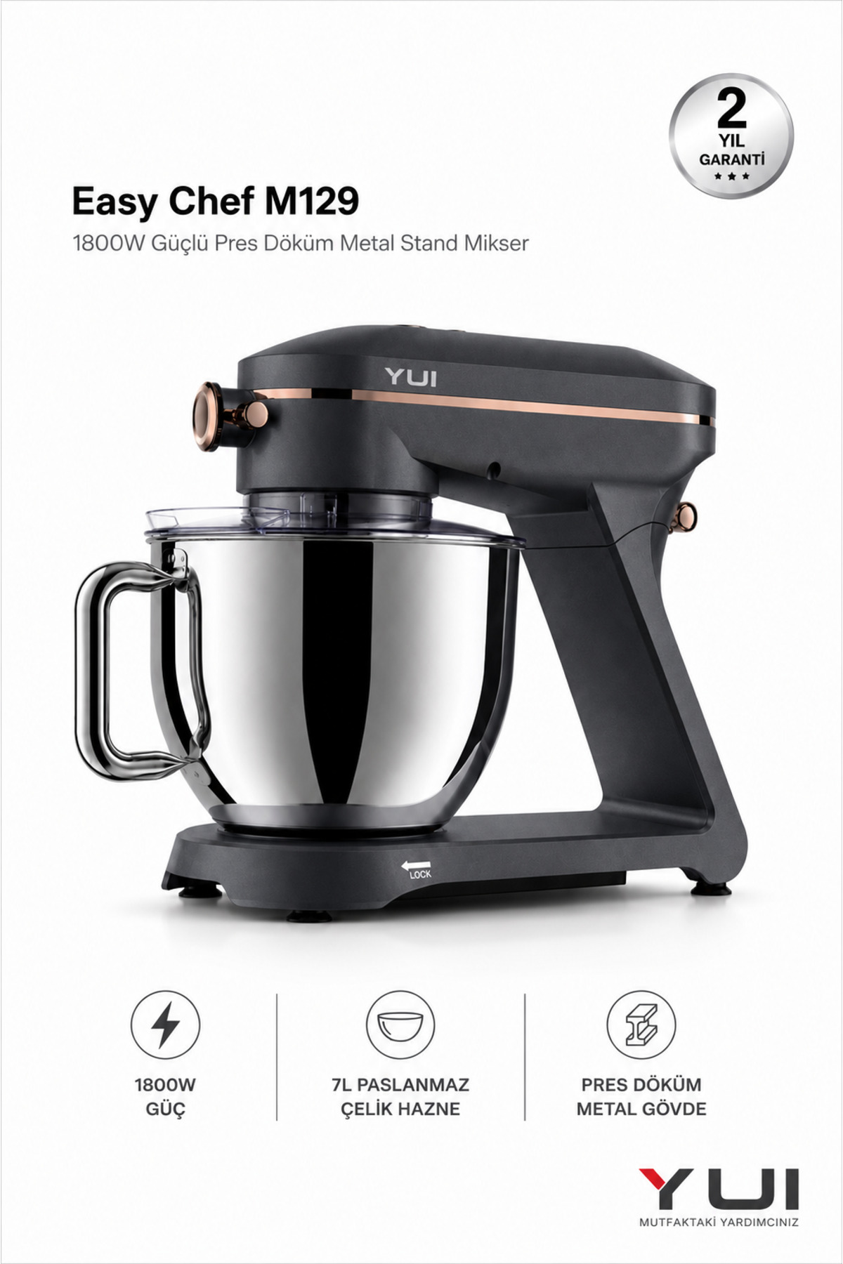 Easy Chef M129 1800W Stand Mixer 7L Die Casting Metal Dough Kneader