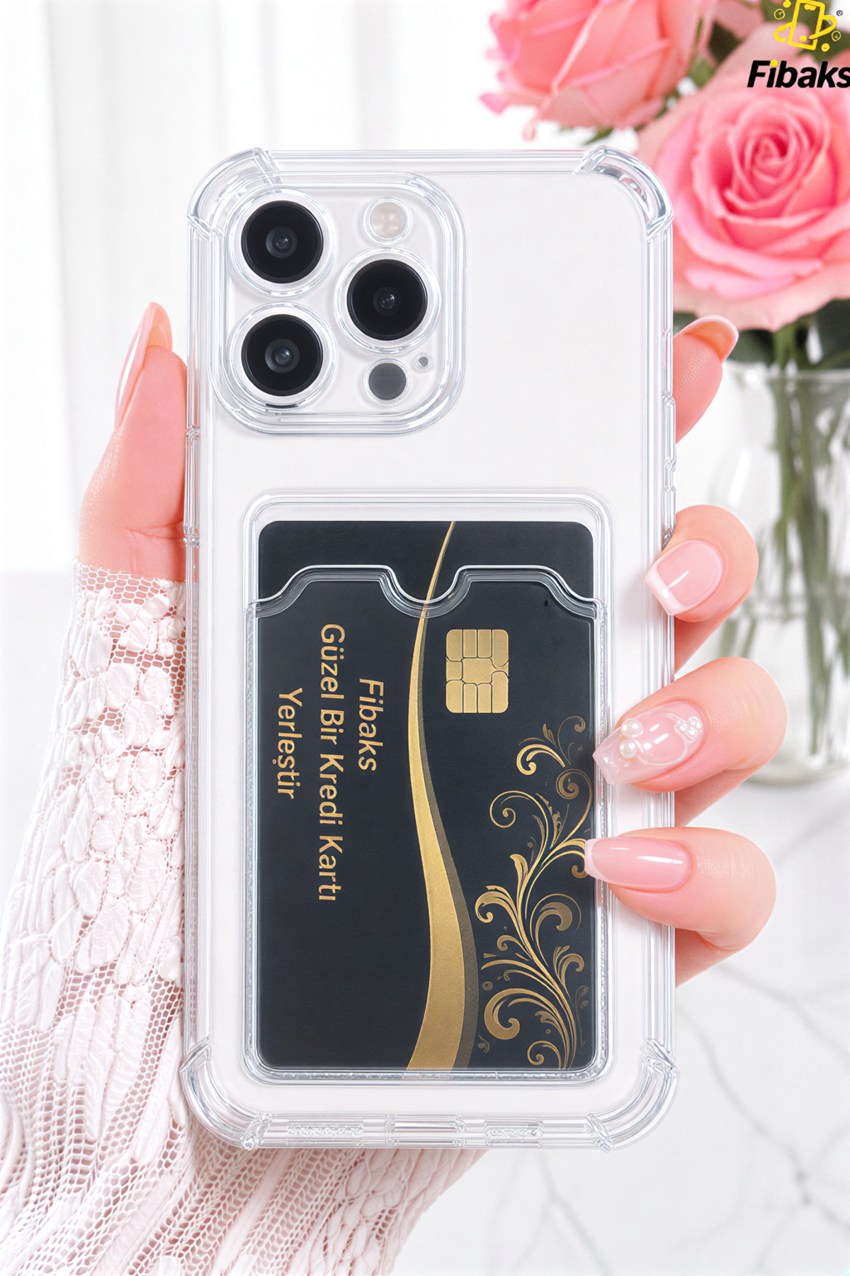 iPhone 15 Pro Max Case Camera Shock Absorber Cover with Card Holder and Corner Protection Wallet