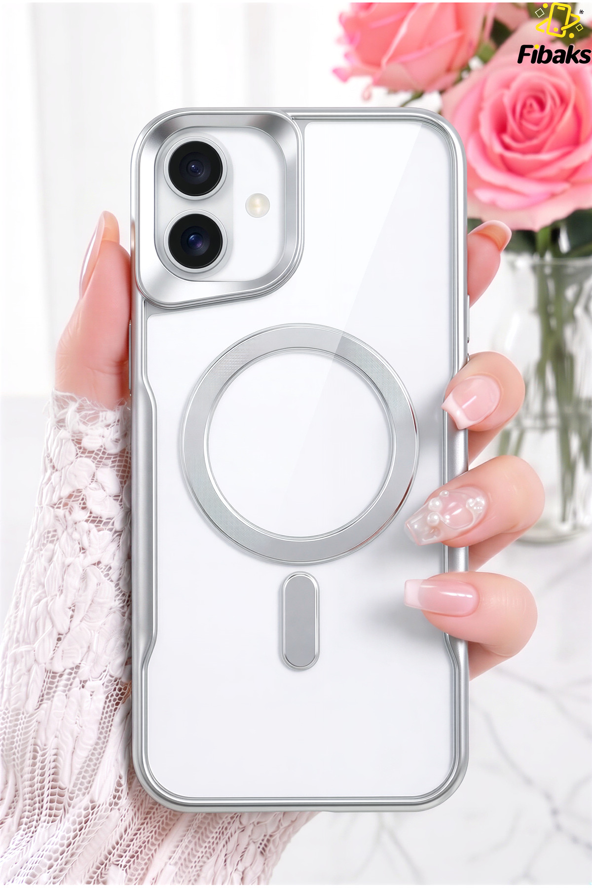 iPhone 16 Case Prism Camera Protruding Magsafe Charging Support Matte Color Transparent Cover Silver