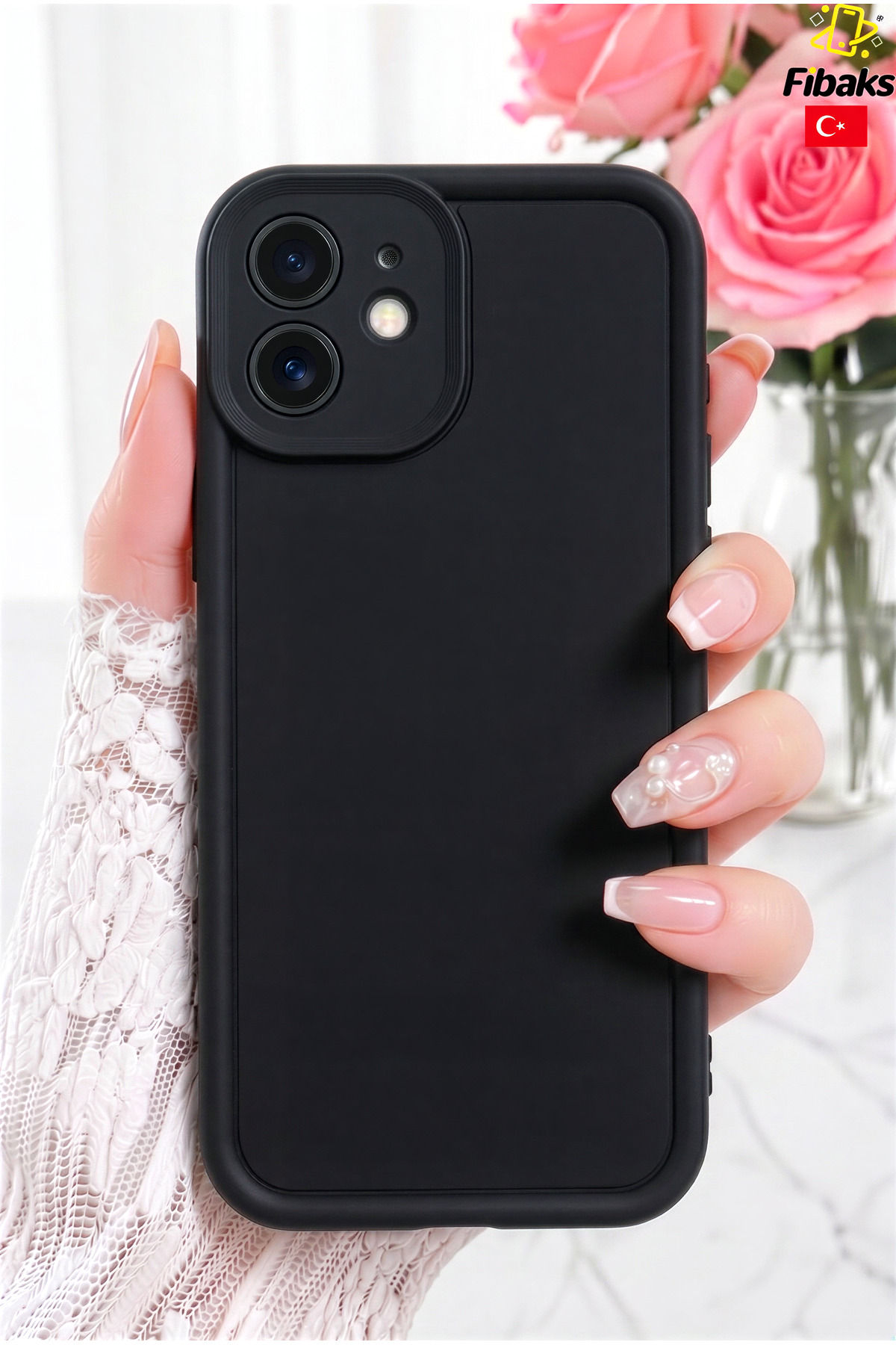 iPhone 16 Plus Case Camera Protected Soft Texture Shock Absorber Black Silicone Cover