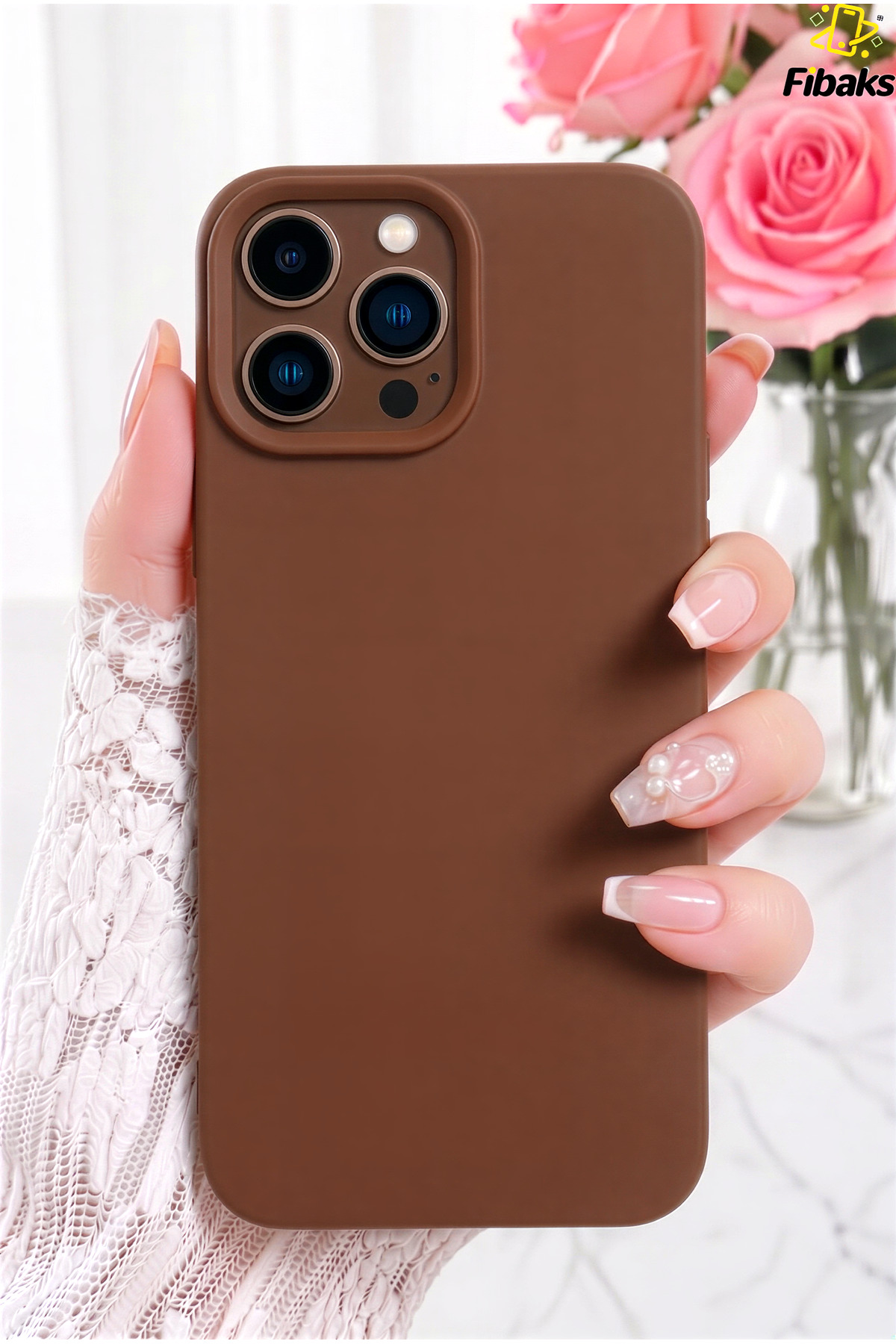 iPhone 16 Pro Max Case Velvet Launch Soft Soft Liquid Silicone Camera Protected Cover Brown