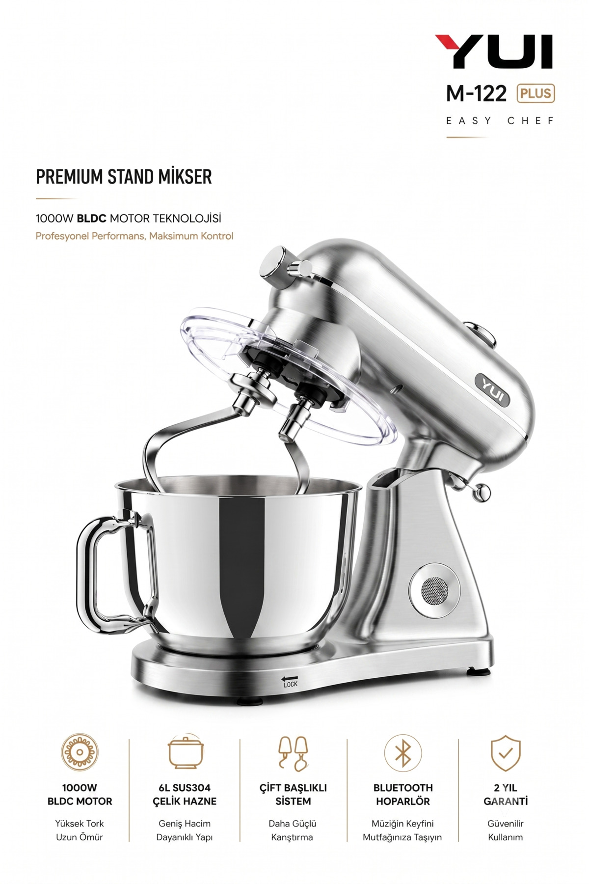 masako Yui M122 Plus Easy Chef Dc Motor Stand Mikser Çift Başlıklı