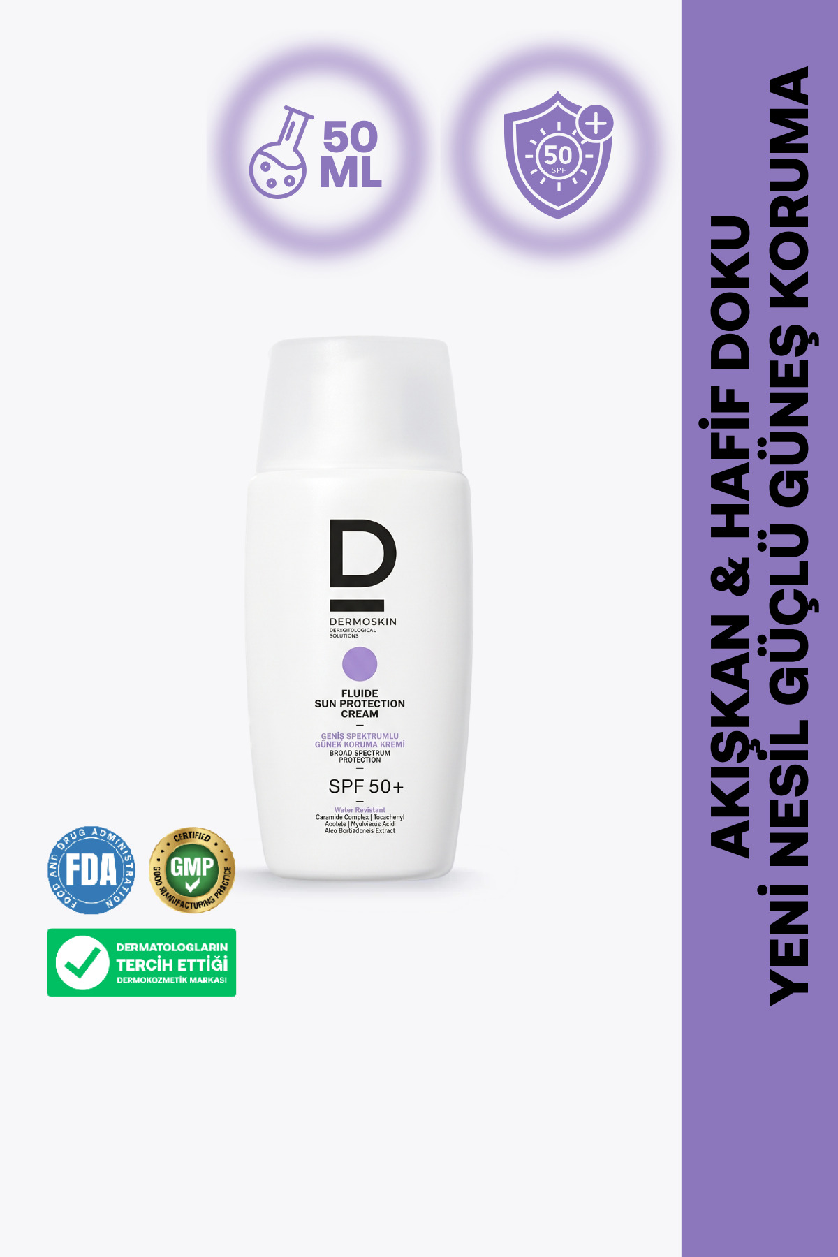 Dermoskin Sun Protection Fluide SPF 50+ Geniş Spektrum UVA/UVB Koruma — 8697796003562