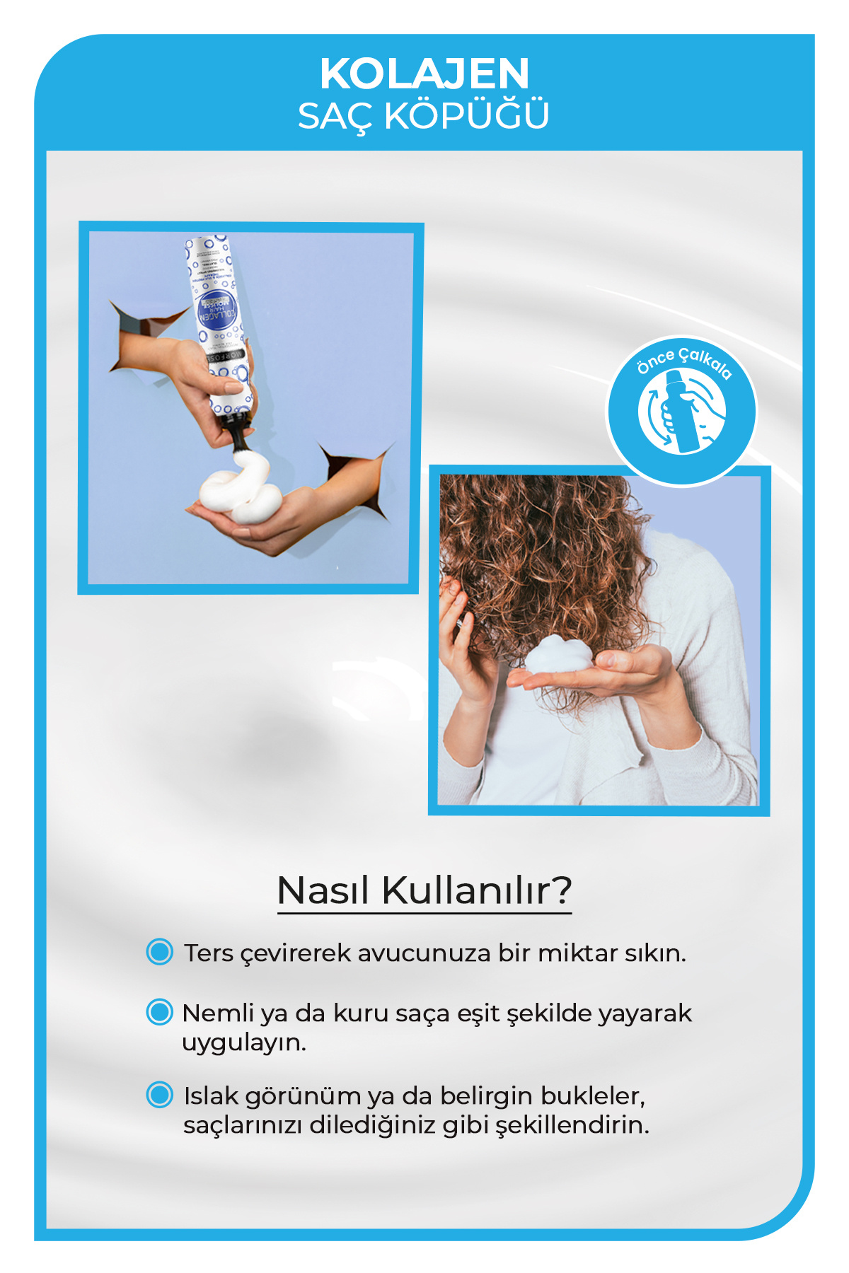 Collagen Saç Köpüğü 200 ml — saç köpüğü mavi — تصویر 4 از 5