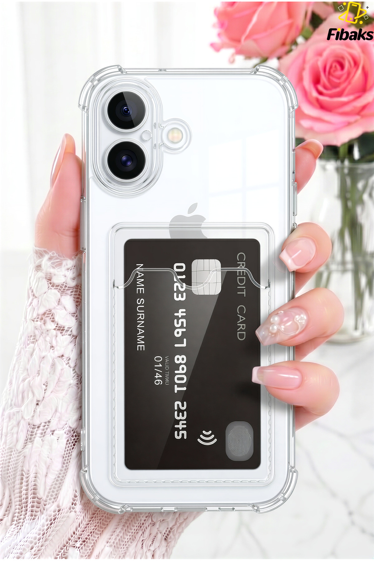 iPhone 16 Case Camera Shock Absorber Cover with Card Holder and Corner Protection Wallet