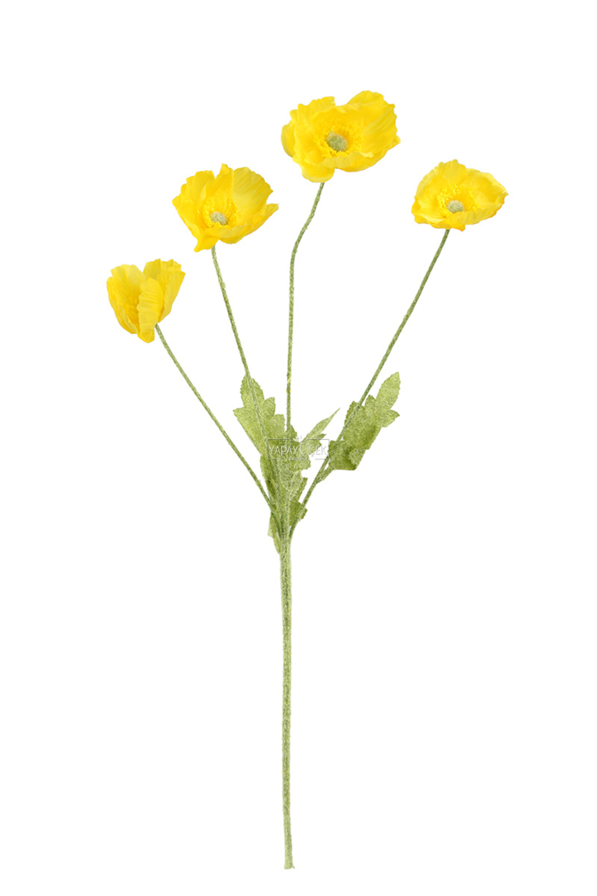 Artificial Flower 4 Poppy Branch 60 cm Yellow
