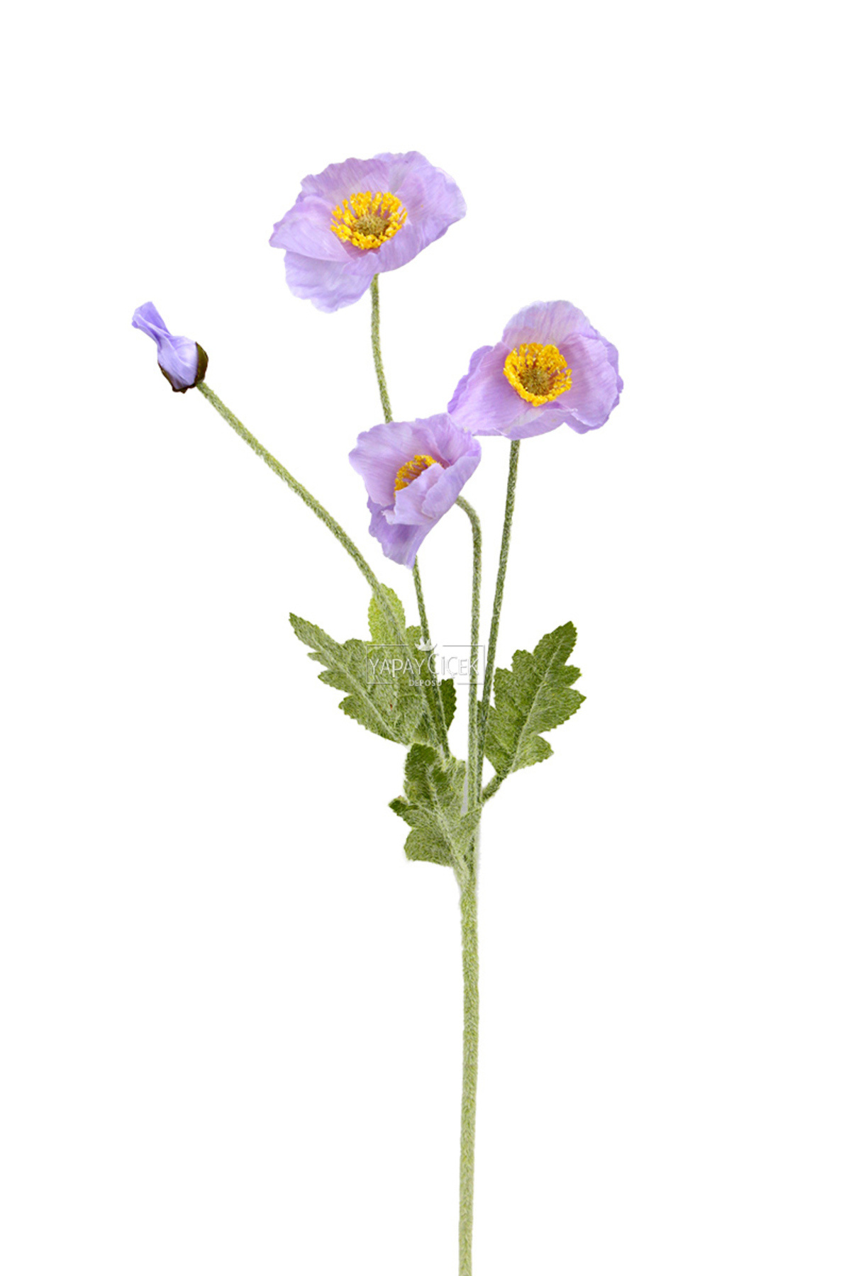 Artificial Flower 4 Poppy Branch 60 cm Lilac