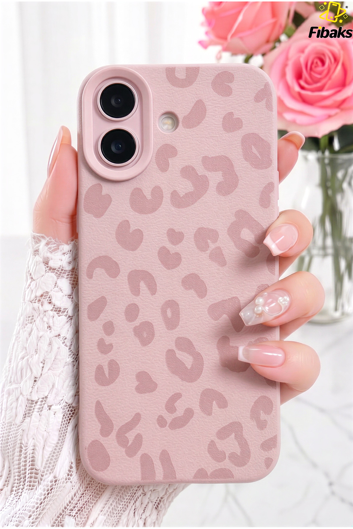 iPhone 16 Plus Case Pink Leopard Print Slim Soft Silicone
