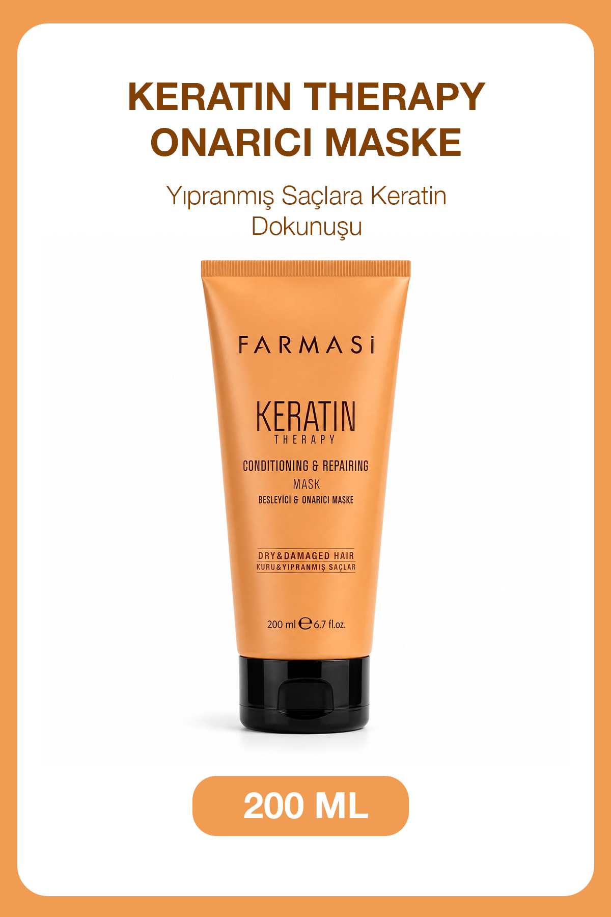 Keratin Therapy Onarıcı Saç Maskesi 200 ml | Nemlendirici & Pürüzsüzleştirici — TYCN43GPCN168882609135847 — تصویر 1 از 1