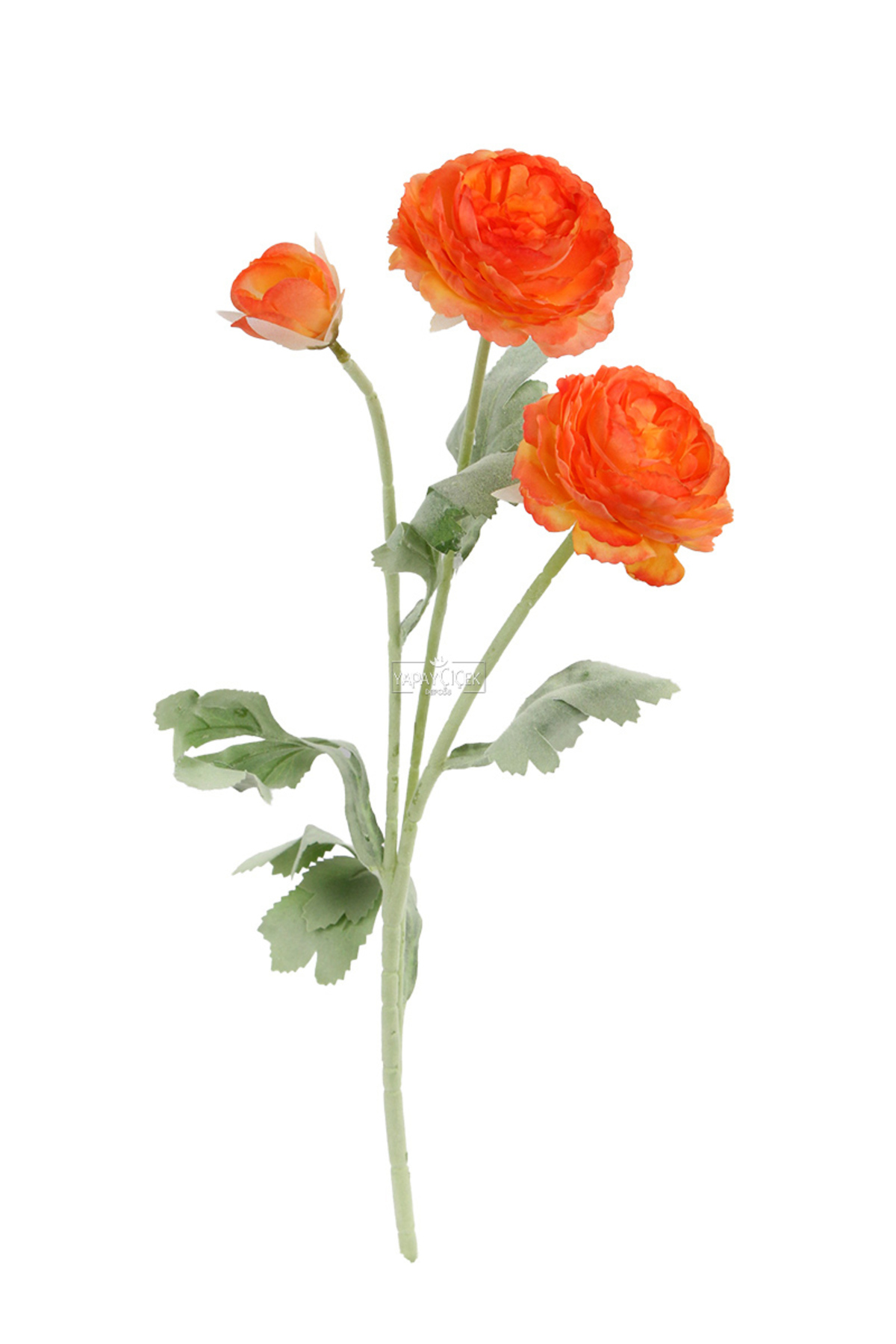 Artificial Flower 3-Piece Peony Ranunculus Branch 50 cm Orange