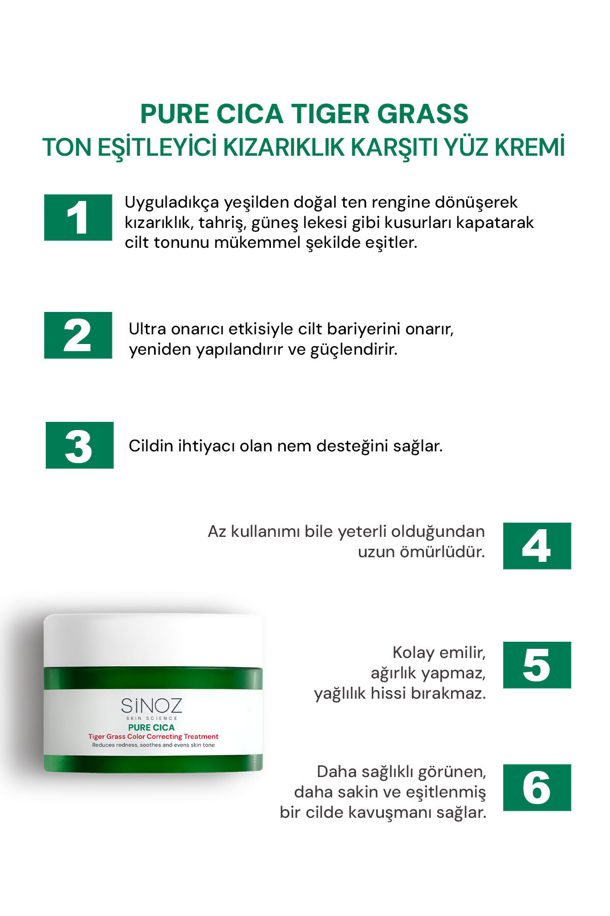 Pure Cica Tiger Grass Anında Ton Eşitleyici Onarıcı Yüz Bakım Kremi 15 ml — ST9239 — تصویر 3 از 11