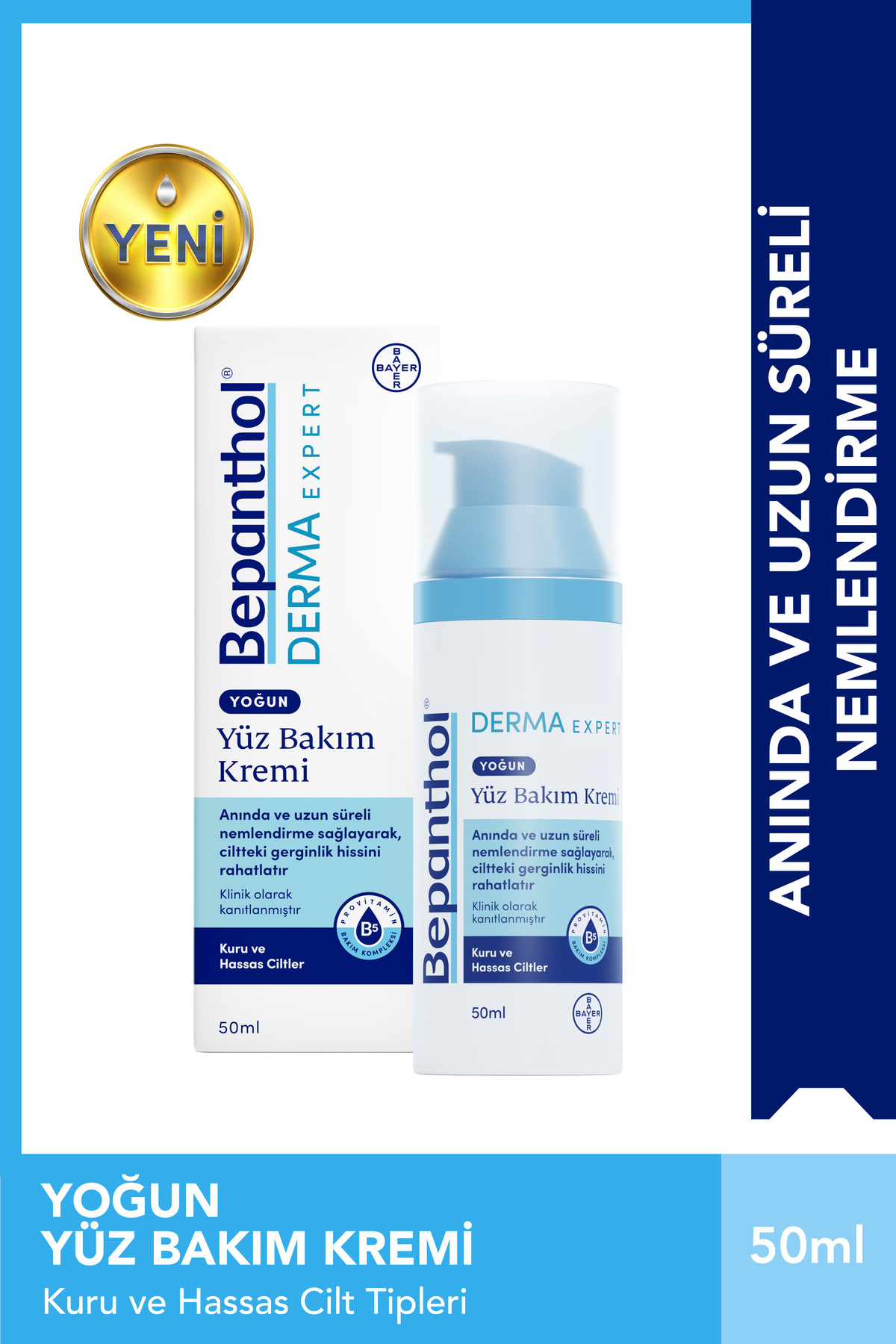 Yoğun Nemlendirici Yüz Bakım Kremi 50 ml 5 Adet Onarıcı Bakım Merhemi 3,5 gr — SET.BPTN.175 — تصویر 2 از 5