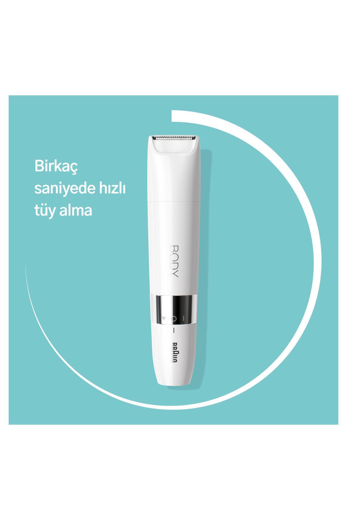 Body Mini Trimmer BS1000 Vücut Tüy Kesme Makinesi + Düzeltici Tarak, Pil ve Temizleme Fırçası — 81722464 — تصویر 5 از 8