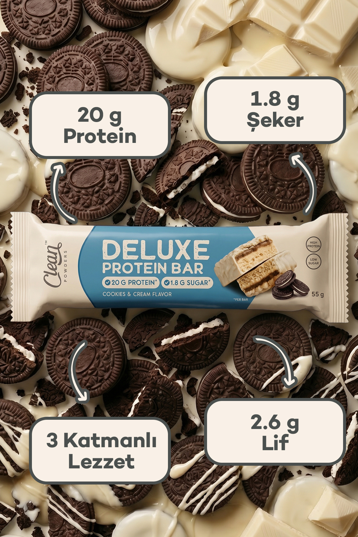 Deluxe Protein Bar %36 Protein 55 Gr 1 Adet - BEYAZ ÇİKOLATA KURABİYE 3