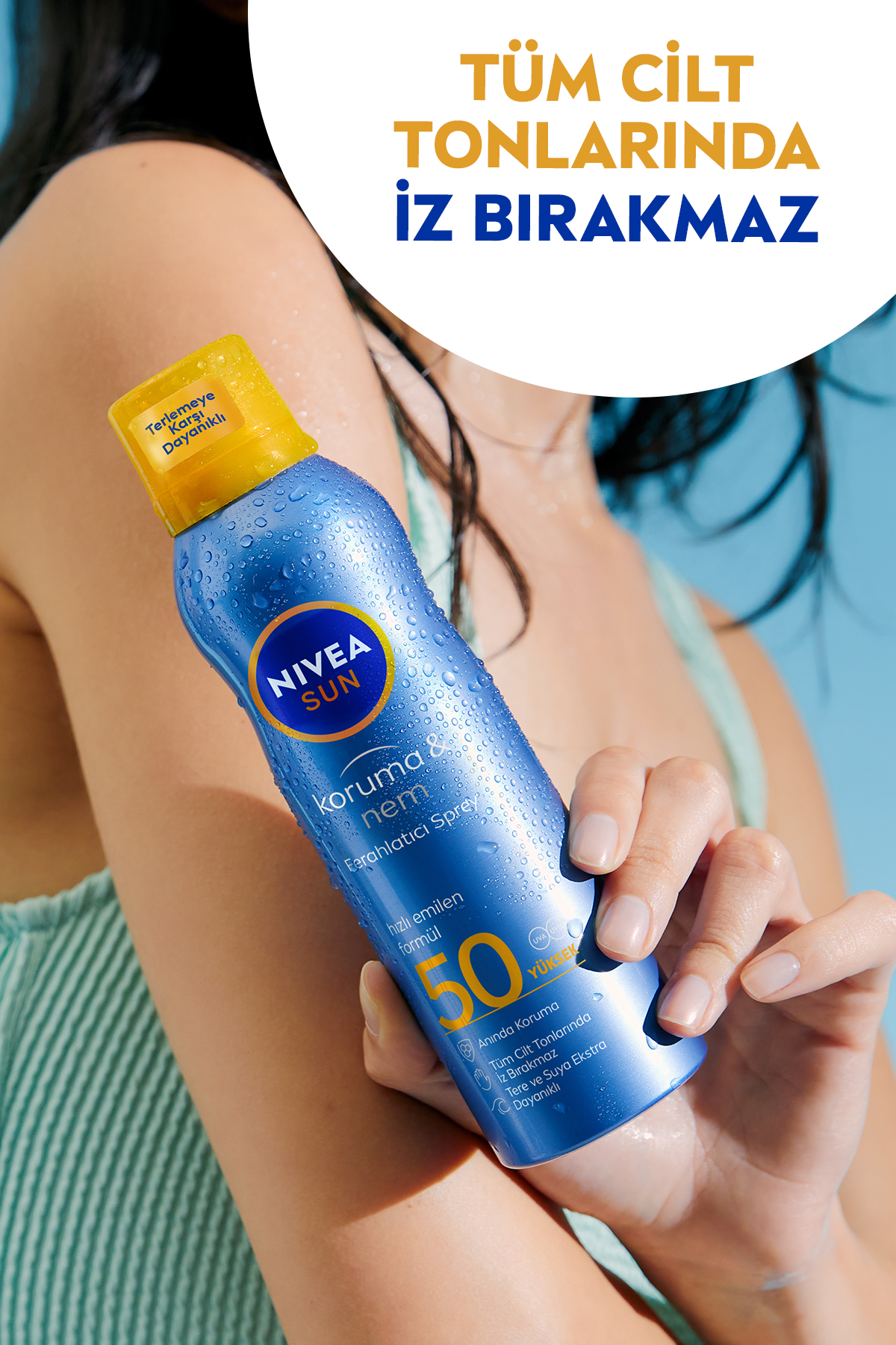 SUN SPF50 Güneş Koruyucu Ferahlatıcı Sprey 200ml ve Q10 7 Günde Sıkılaştırıcı Vücut Losyonu 250ml — SET.NVE.1423 — تصویر 5 از 7