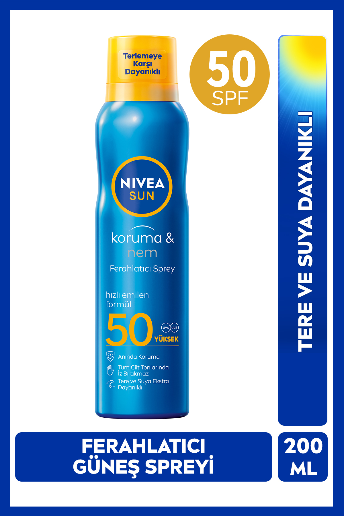 SUN SPF50 Güneş Koruyucu Ferahlatıcı Sprey 200ml ve Q10 7 Günde Sıkılaştırıcı Vücut Losyonu 250ml — SET.NVE.1423 — تصویر 3 از 7