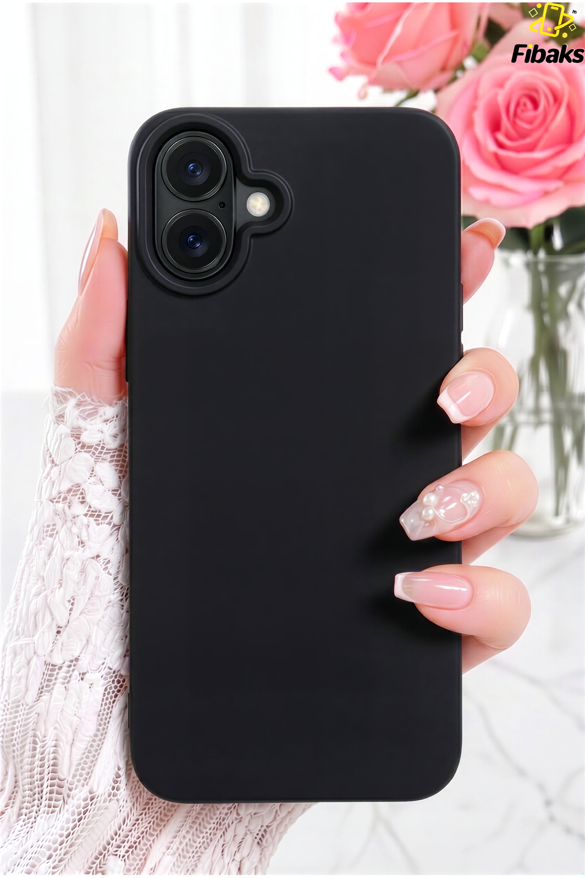 iPhone 16 Case Velvet Launch Soft Soft Liquid Silicone Camera Shielded Cover Black