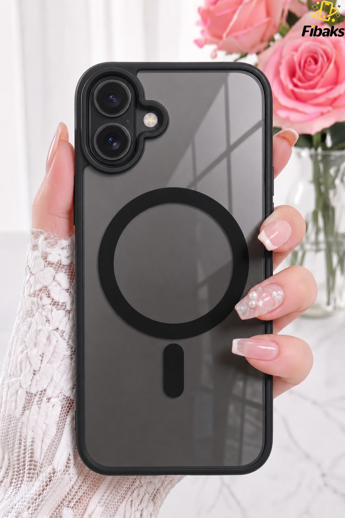 iPhone 16 Case Full Protection Colorful Hard Silicone Cover with Magsafe Wireless Charging Black