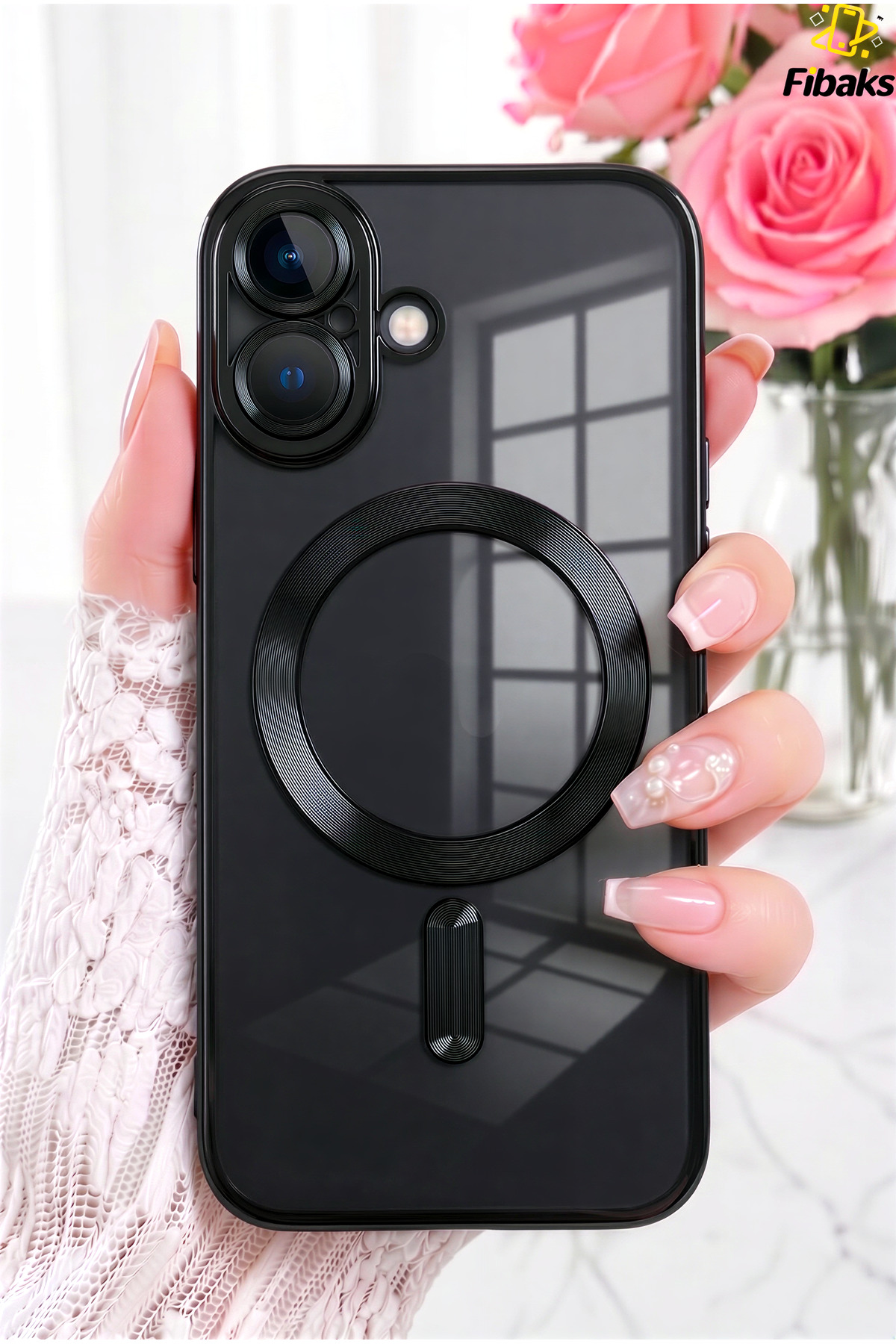 iPhone 17 Case Camera Lens Protected Magsafe Charging Lock Transparent Color Soft Cover Black