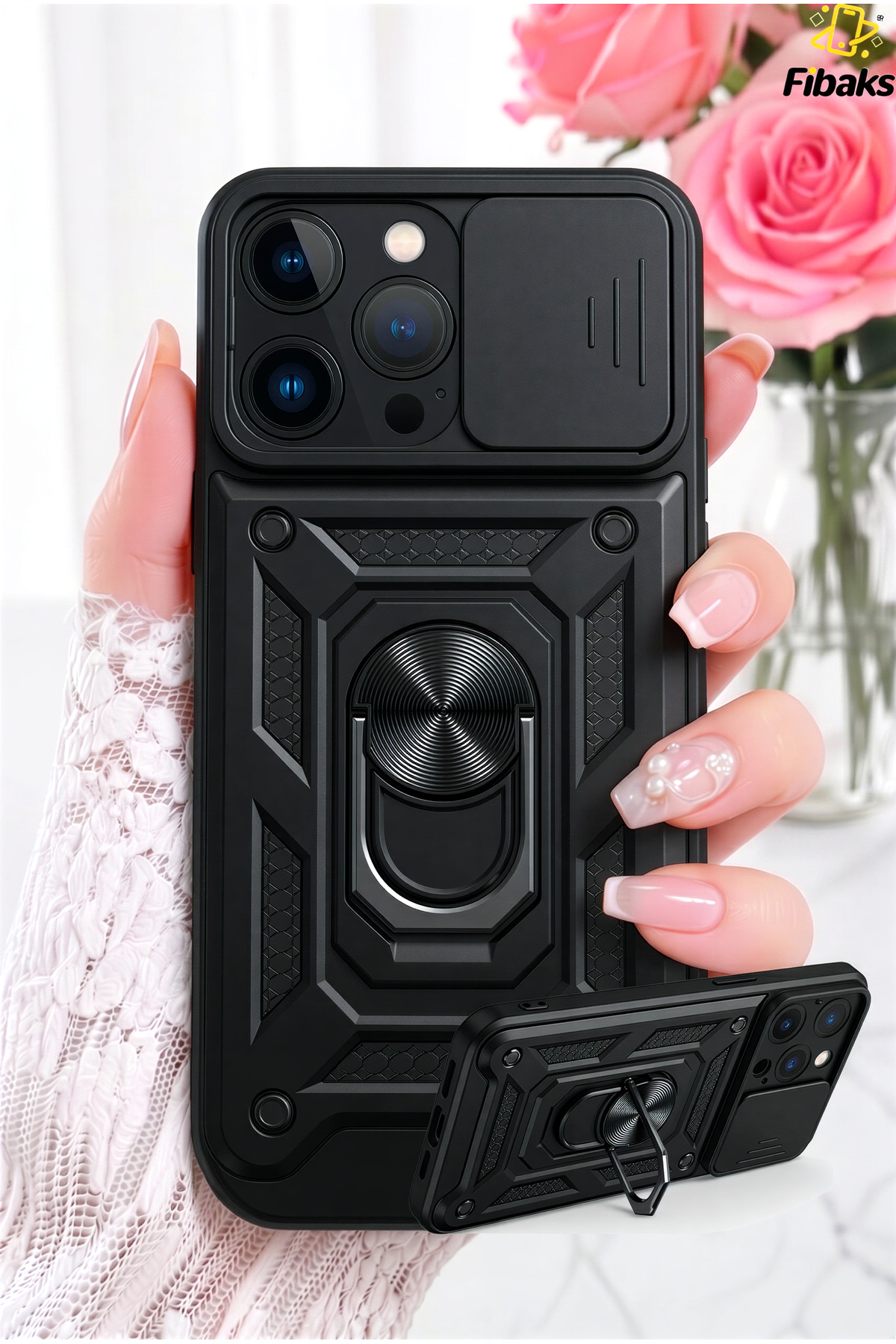 iPhone 14 Pro Case Military Armor Ring Case Ring Stand Tank Protection Armor Silicone Vega