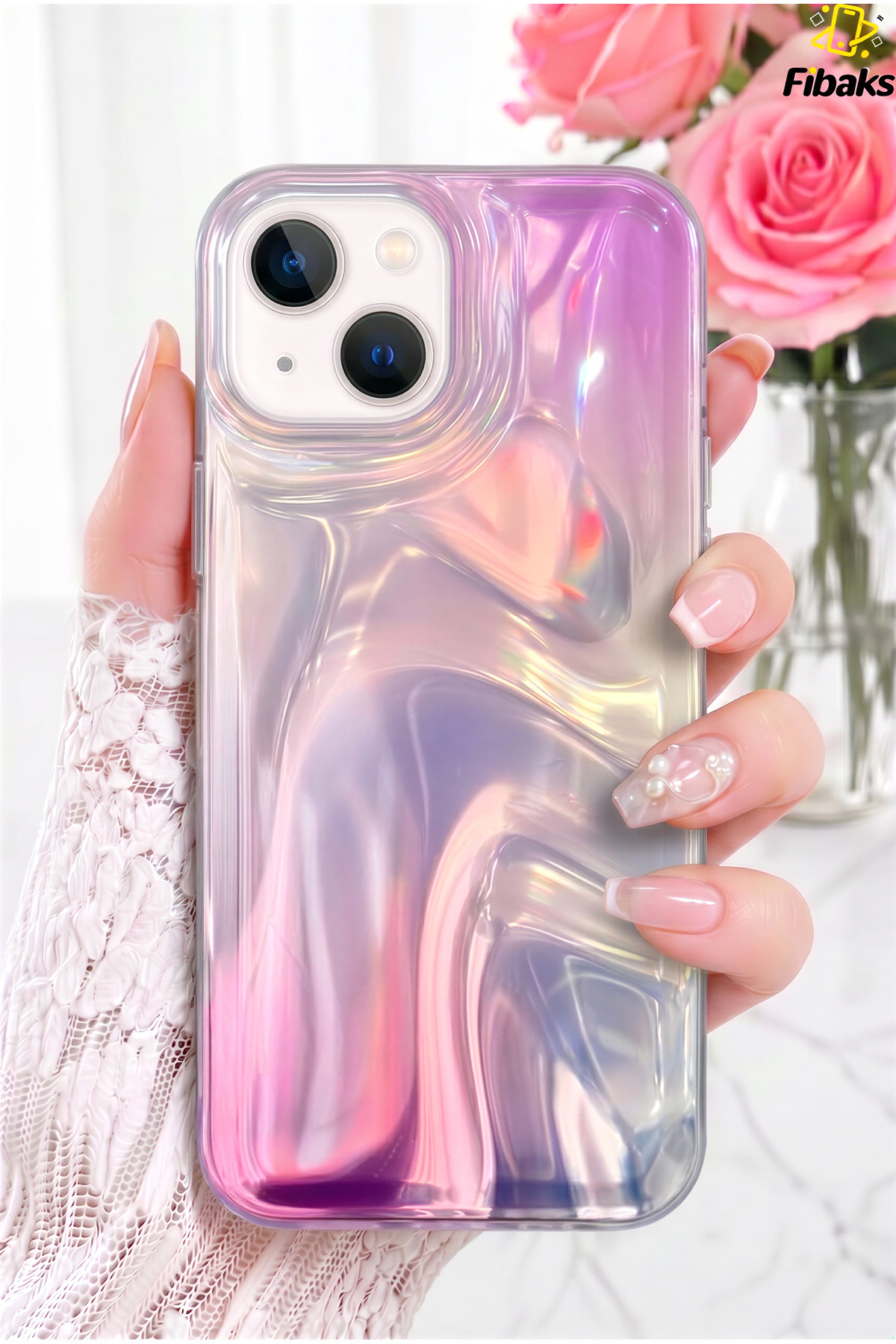 iPhone 15/14/13 Case Dream Shine Satin Textured Color Transition Hologram Effect 3D Printed Silicone