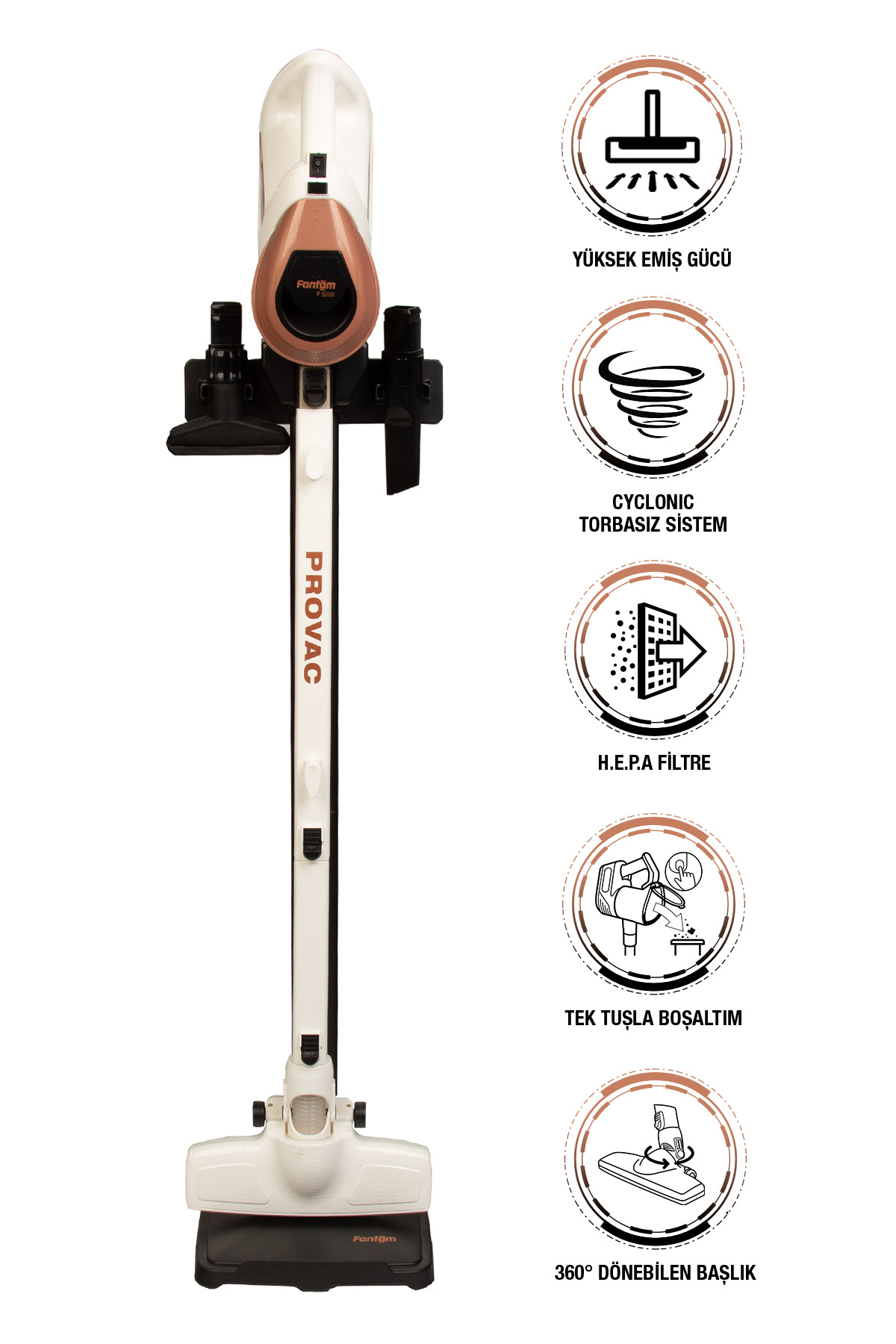 Provac P 5000 Cyclone Vertical Vacuum Cleaner Cream
