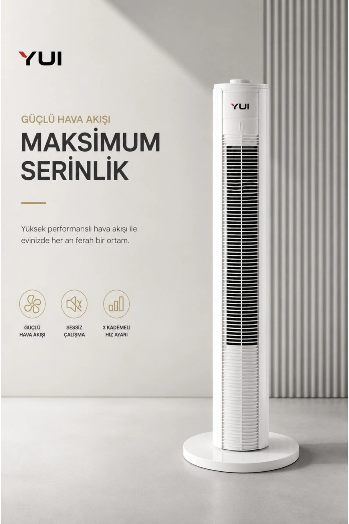 TF60 60W 90 Cm 3 Speed Adjustable Tower Fan - White