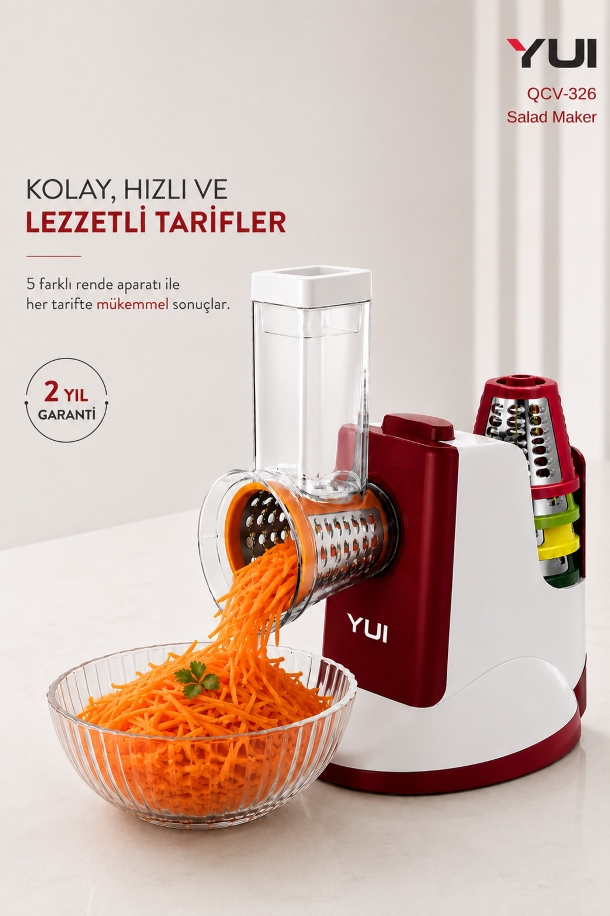 Qcv-326 5in 1 Auto Chopper-grater- Slicer