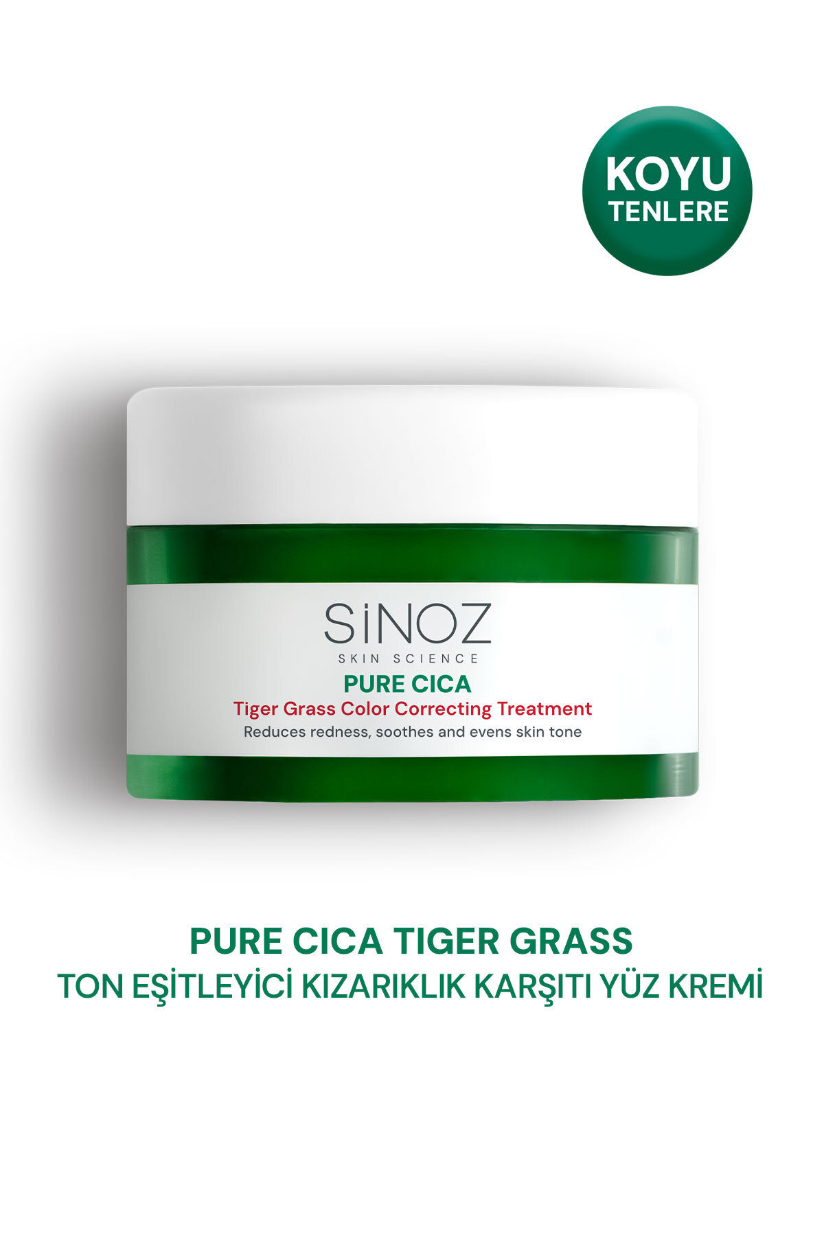 Sinoz Pure Cica Tiger Grass Anında Ton Eşitleyici Onarıcı Yüz Bakım Kremi 15 ml