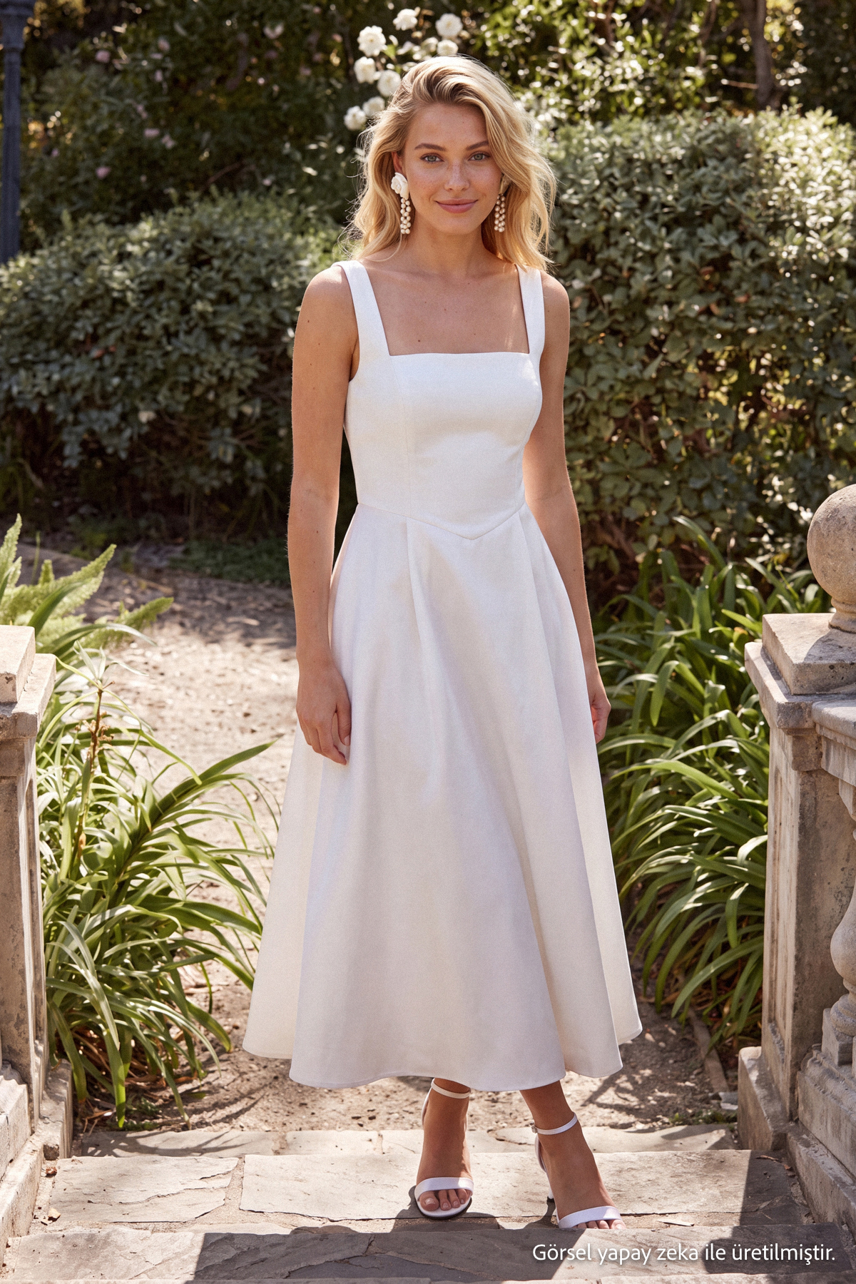 Trendyol Kollektion Weißes, gewebtes Satin-Abendkleid in A-Linie, stilvolles ...