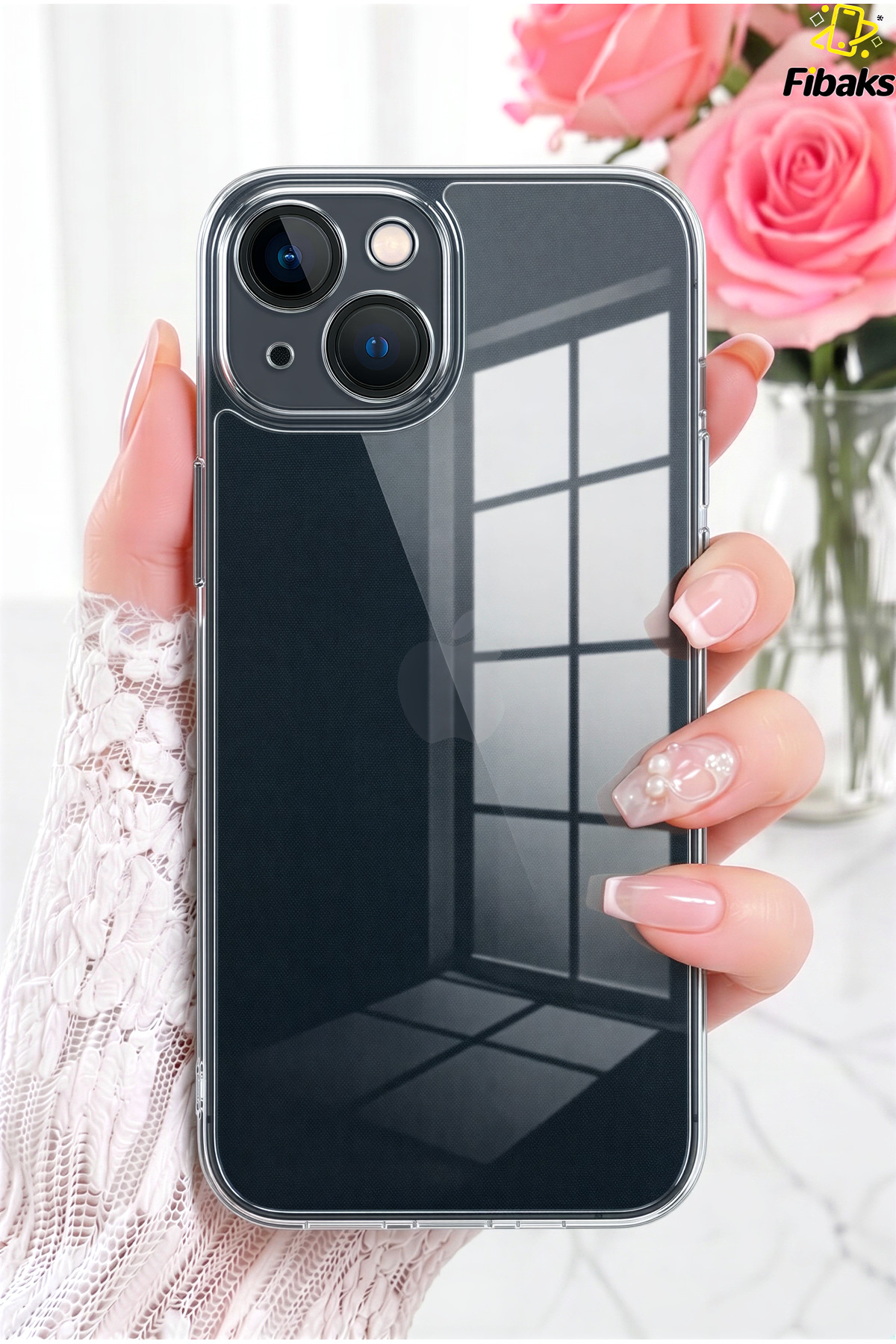iPhone 14 Plus/15 Plus Kılıf Kamera Korumalı Renksiz Şeffaf Esnek Silikon Kapak 4