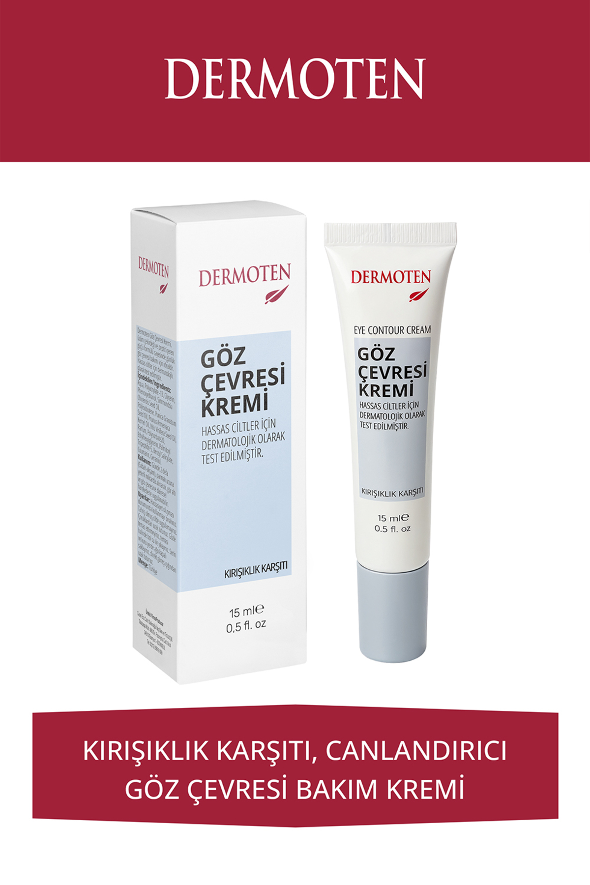 Dermoten Göz Altı Kremi | Kırışıklık, Kararma, Kuruluk İçin Aydınlatıcı Nemle...