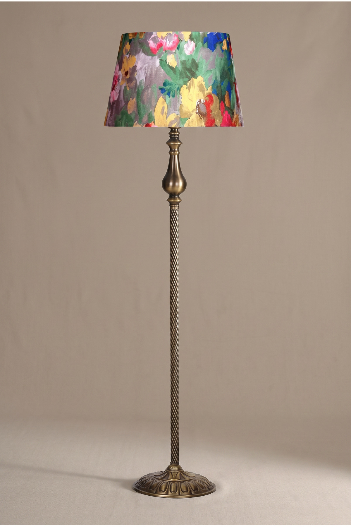 Antony Antique Twisted Floor Lamp – Modern Living Room Lighting with Violet Fabric Head