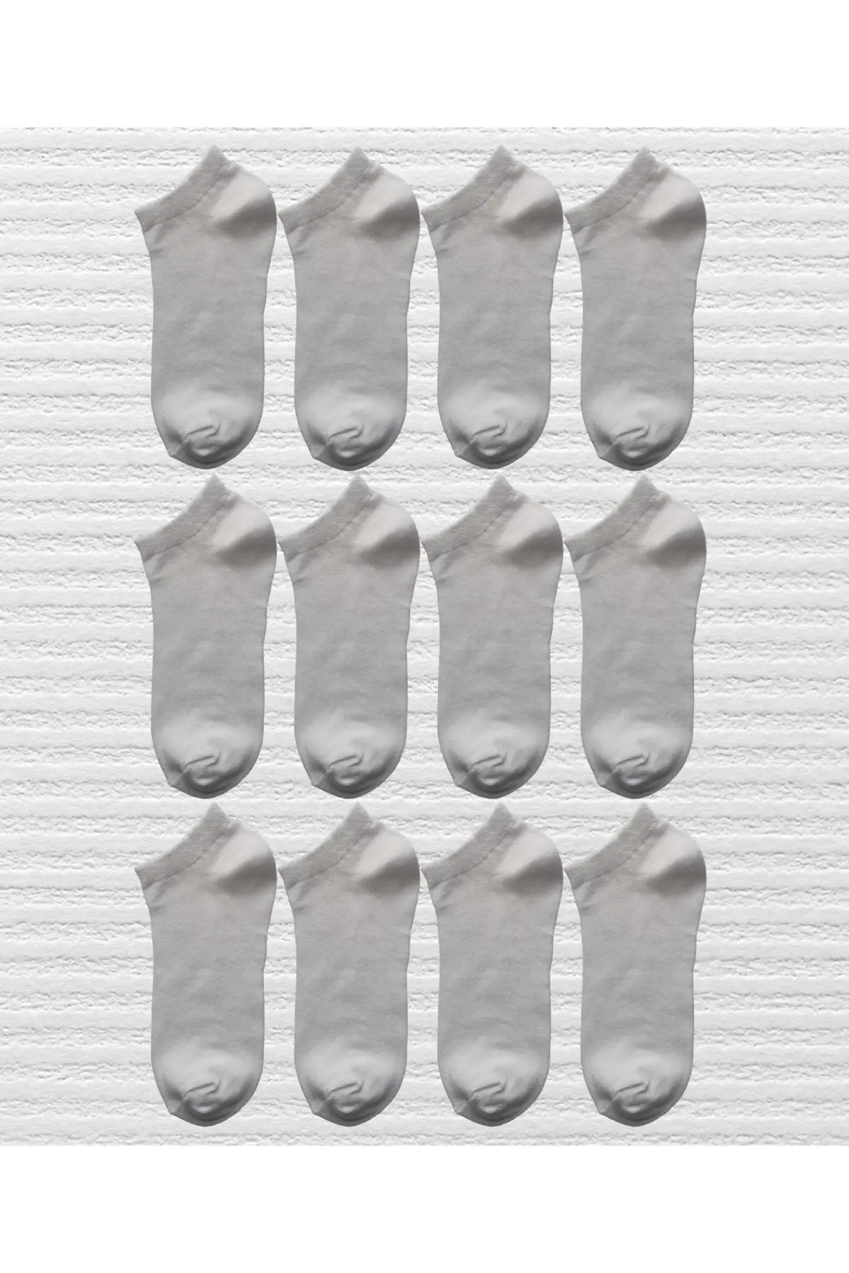 Women Men 12-Pack Cotton Plain White Booties Socks Set Comfortable Breathable