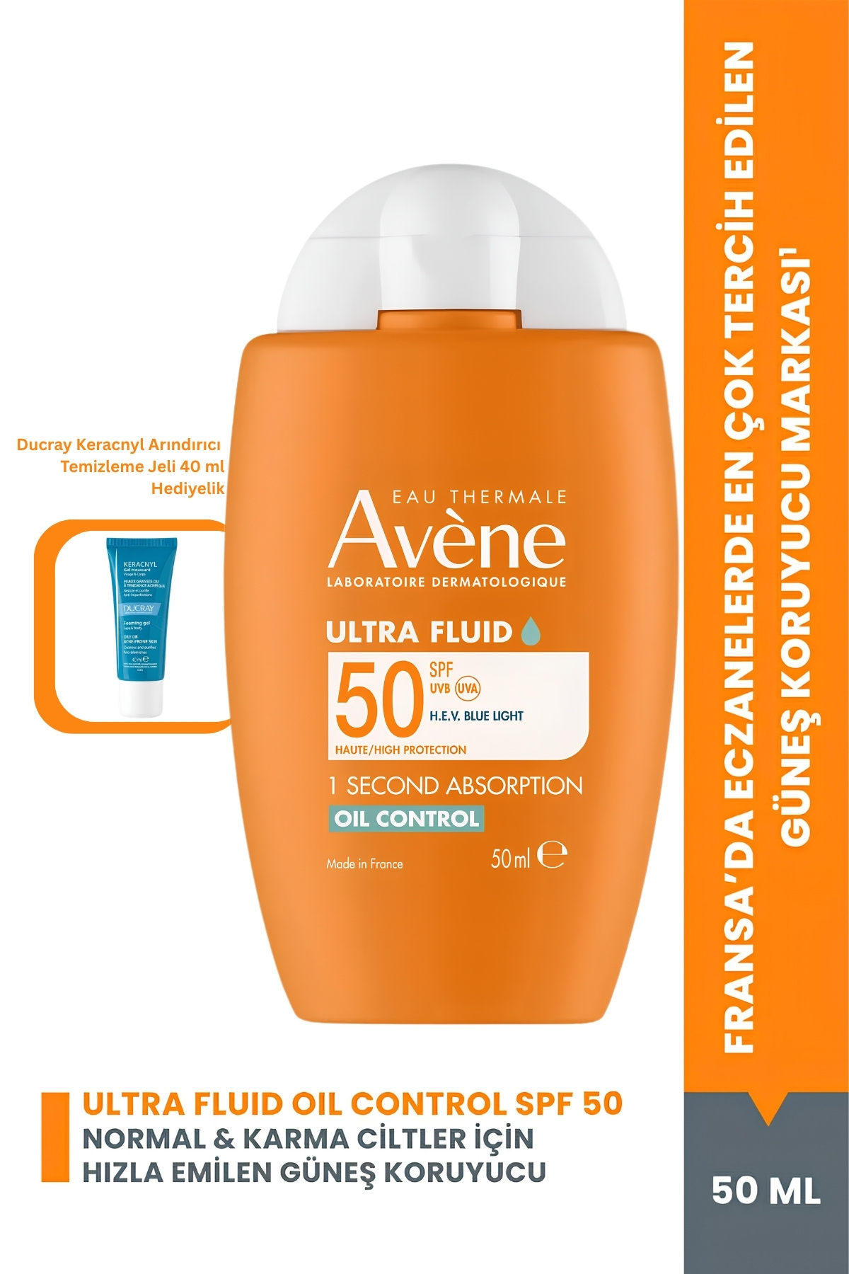 ULTRA FLUID OIL CONTROL SPF 50+Ducray Keracnyl Arındırıcı Temizleme Jeli (40 ml) Hediye — PFBPKT57