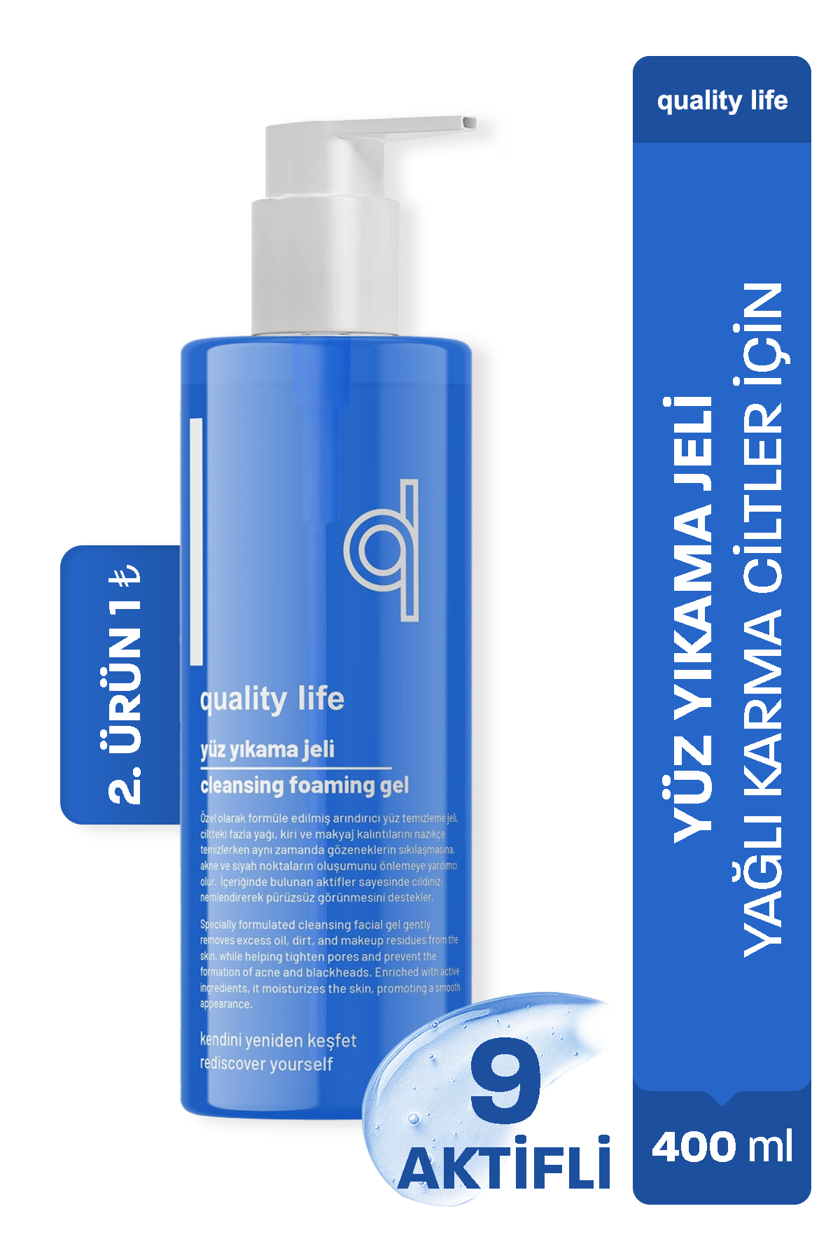 Quality Life Yüz Temizleme Jeli 400 ML Yağlı Karma Ciltler İçin Sivilce Ve Akne Karşıtı Siyah Nokta Yıkama Jeli — yüz-temizleyicileri-temizleme-jeli
