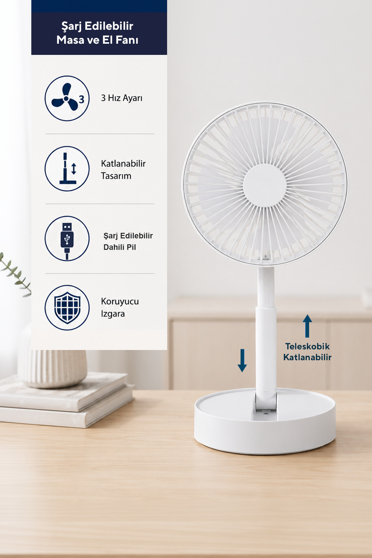 Rechargeable Table And Hand FanKUF-106