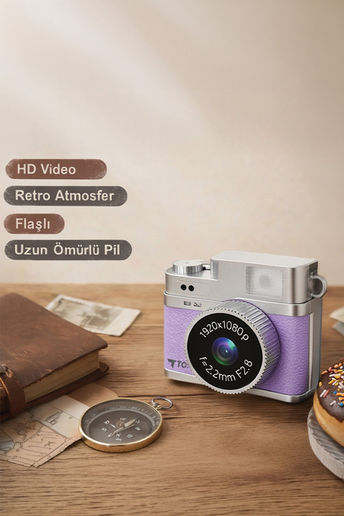 دوربین دیجیتال مینی سلفی ویدئو مینی وُلاگ ۱۰۸۰P CMR35 بنفش