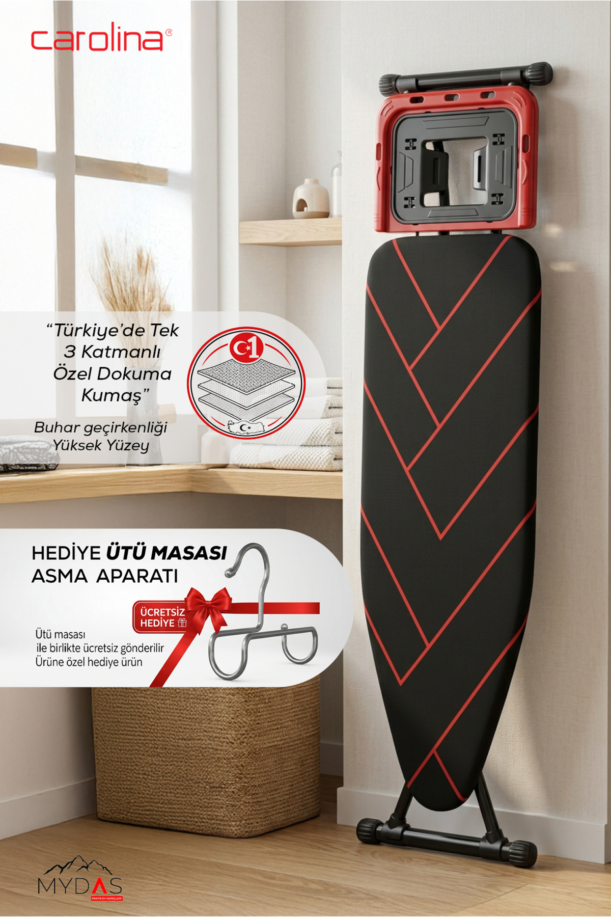 200 Premium Ironing Board – 39x110 cm | 3 Layers Custom Filled Cloth | Safety Locked