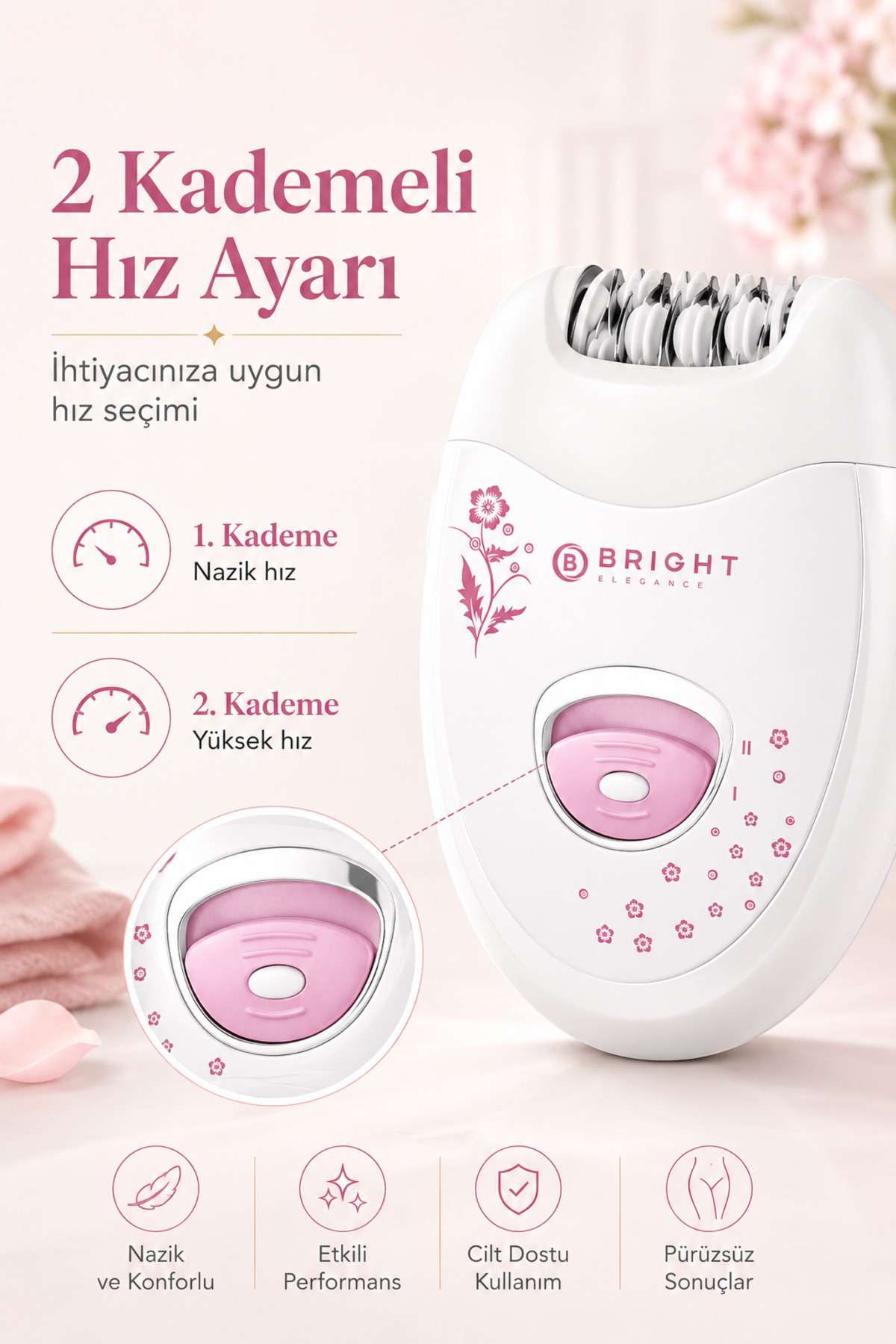 BE-1196 Kablolu / Kablosuz Şarjlı 2 Kademe 18 Çift Cımbız Epilasyon Aleti BEYAZ — تصویر 7 از 8