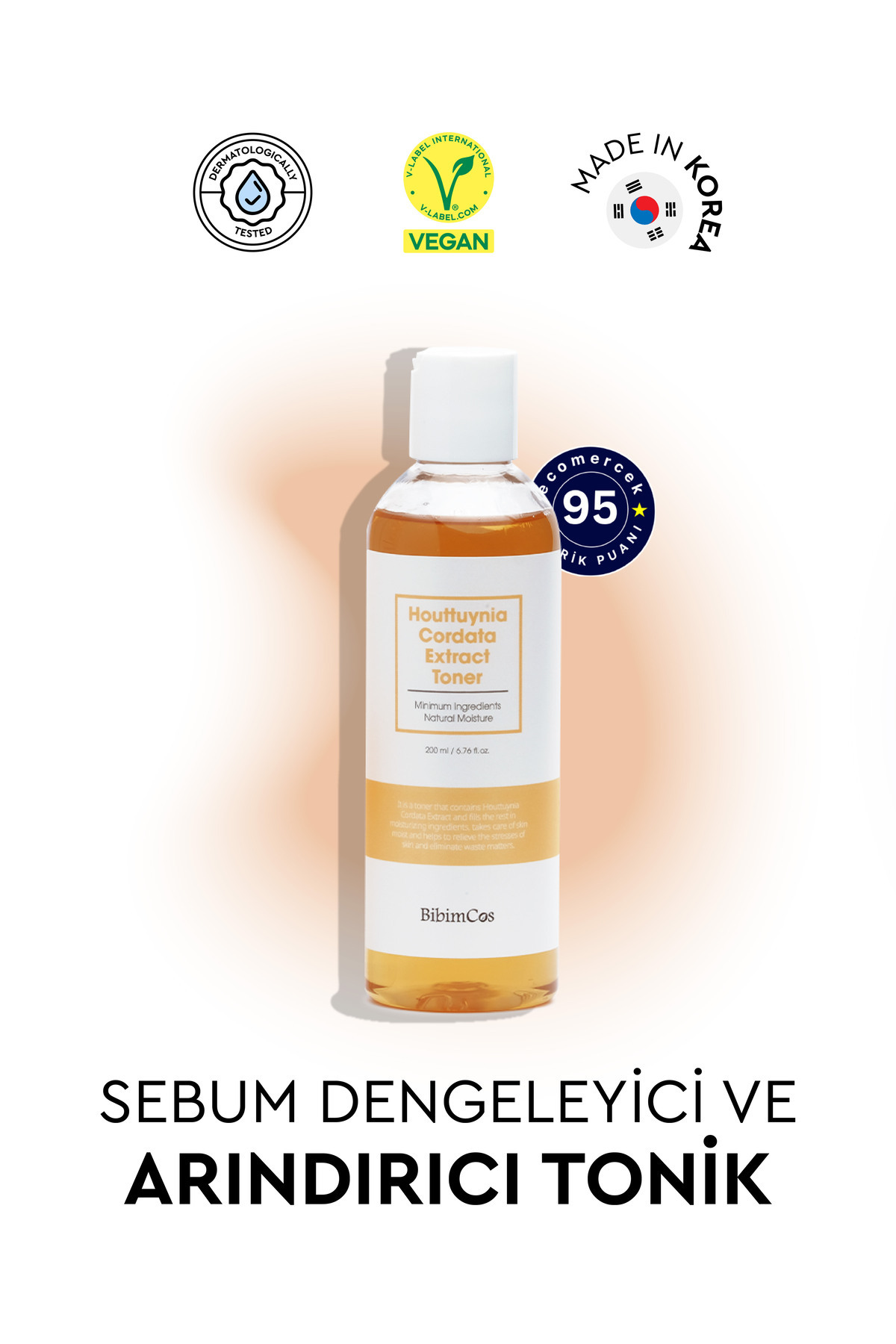 Bibimcos Houttuynia Cordata Extract Toner 200ml - Yatıştırıcı & Nemlendirici Tonik — 2204070