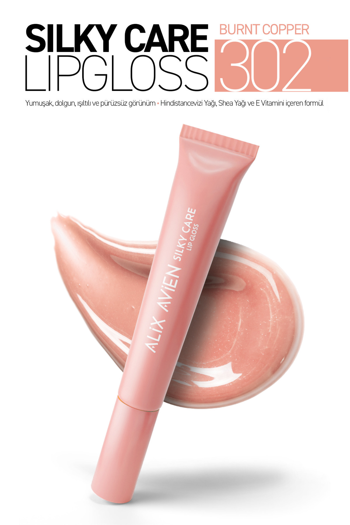 Dolgun Gürünüm ve Nemlendirici Etkili Dudak Parlatıcısı - Silky Care Lipgloss 302 Burnt Copper — بژ SILKYCARE — تصویر 7 از 7