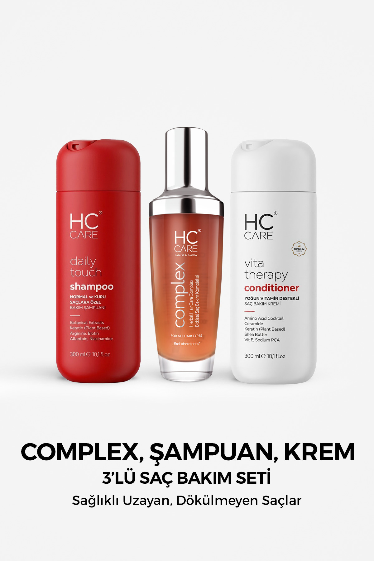 HC Care Complex, Şampuan, Saç Kremi, 3'lü Bitkisel Saç Bakım Seti — S3-80050