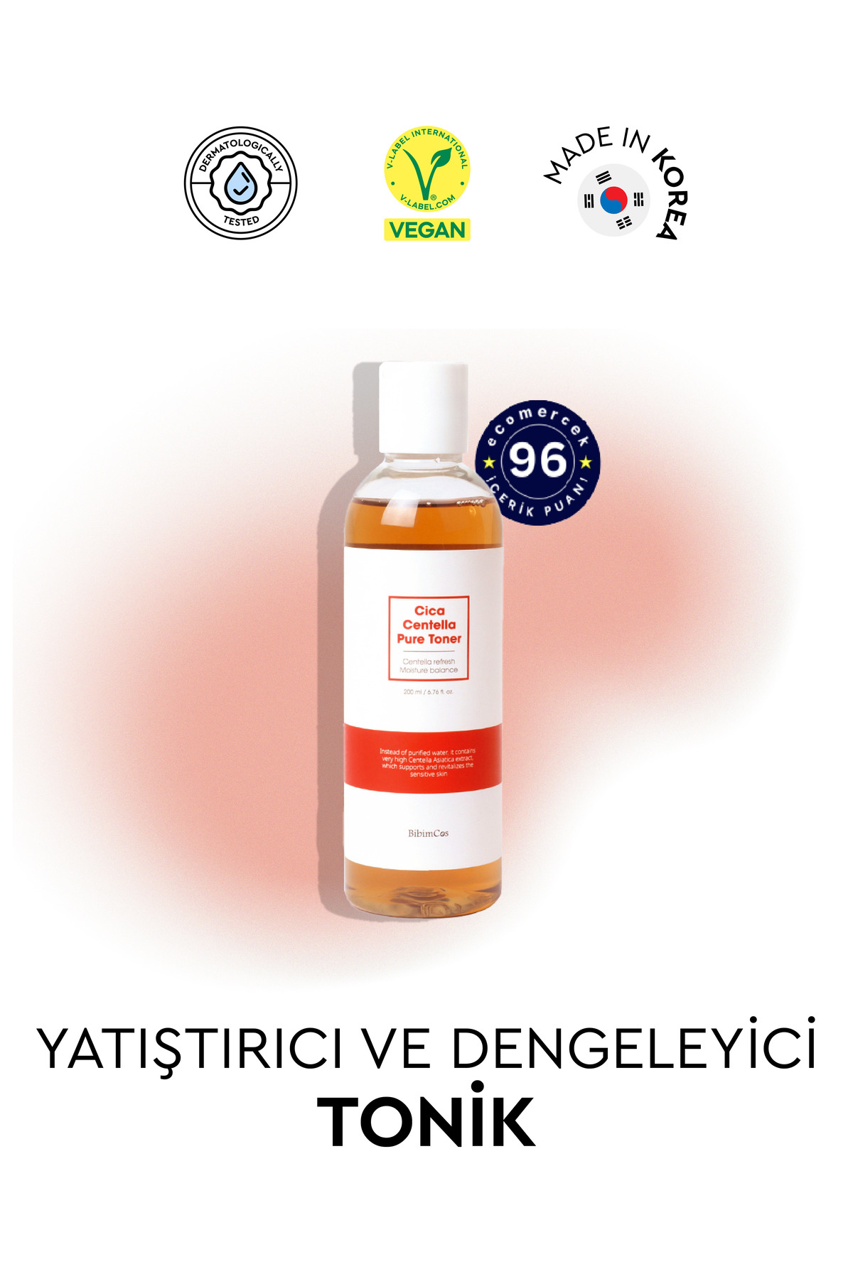 Bibimcos Cica Centella Pure Toner 200ml - Yatıştırıcı & Bariyer Dostu Tonik — 2204240