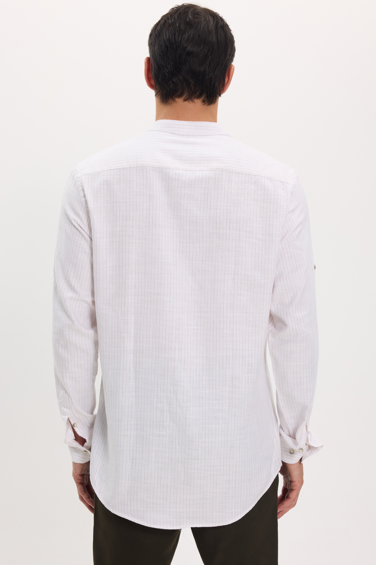 پیراهن تودورز مردانه کتان پنبه ای بژ  راه راه Slim Fit/اسلیم فیت    Slim/اسلیم فیت کژوال/روزمره | Tudors DR240051 TR - تصویر 8