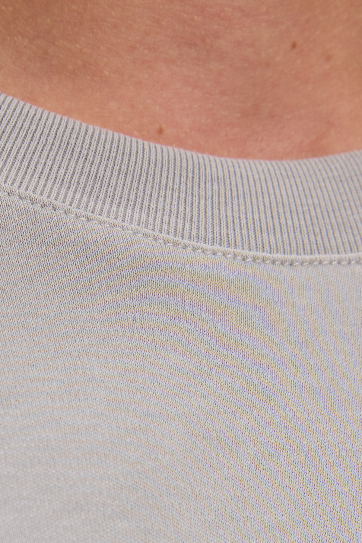 Tudors Unisex Relax Fit Rahat Kesim %100 Pamuk Uzun Kollu Bisiklet Yaka Gri Basic Tişört görsel 5
